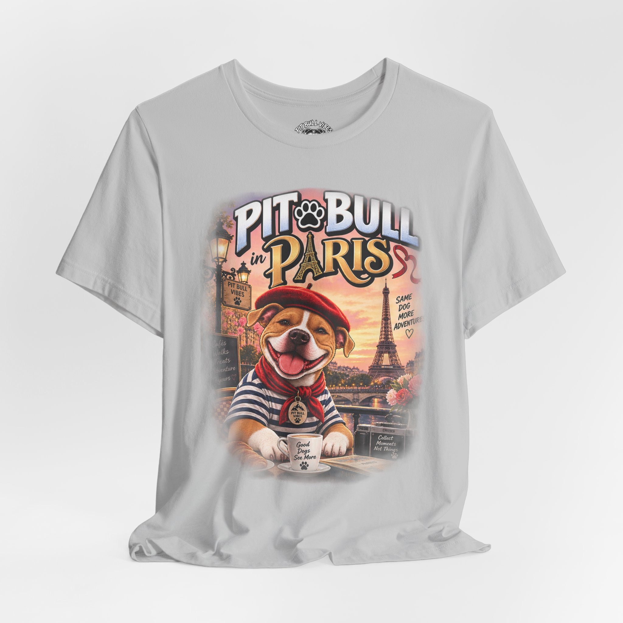 Pit Bull in Paris T-Shirt — Cute French PitBull Travel Graphic Tee - Image 8