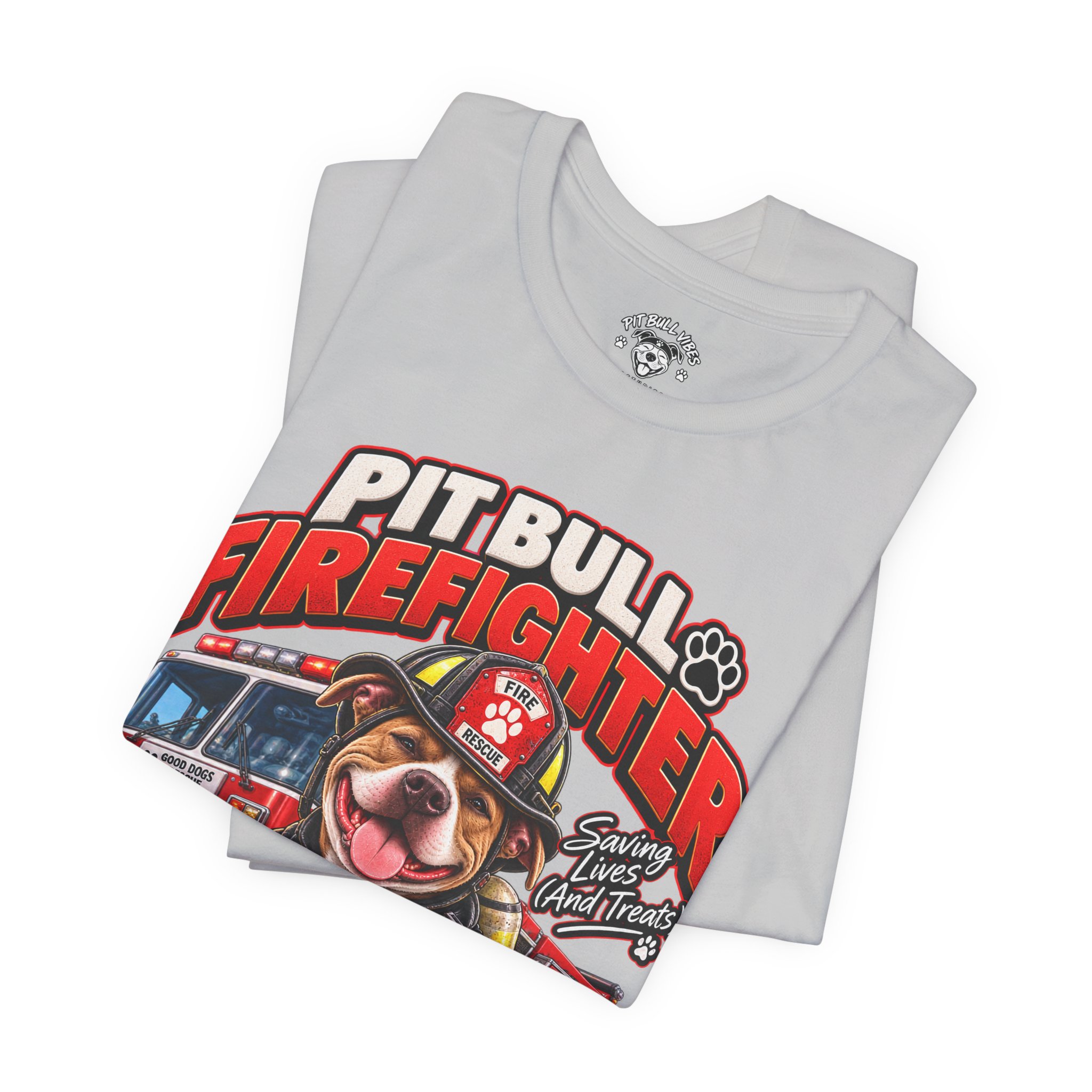 Pitbull Firefighter T-Shirt – Cute Firehouse Dog Tee for Firefighters & Dog Lovers - Image 11