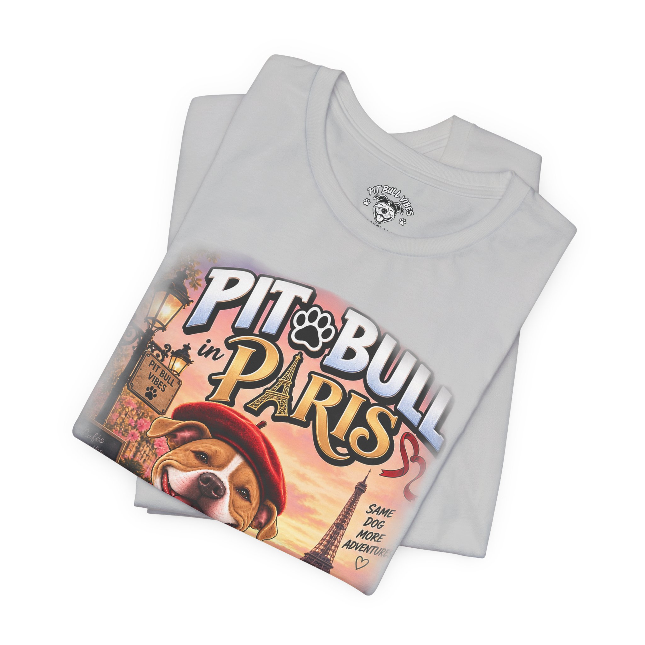 Pit Bull in Paris T-Shirt — Cute French PitBull Travel Graphic Tee - Image 7