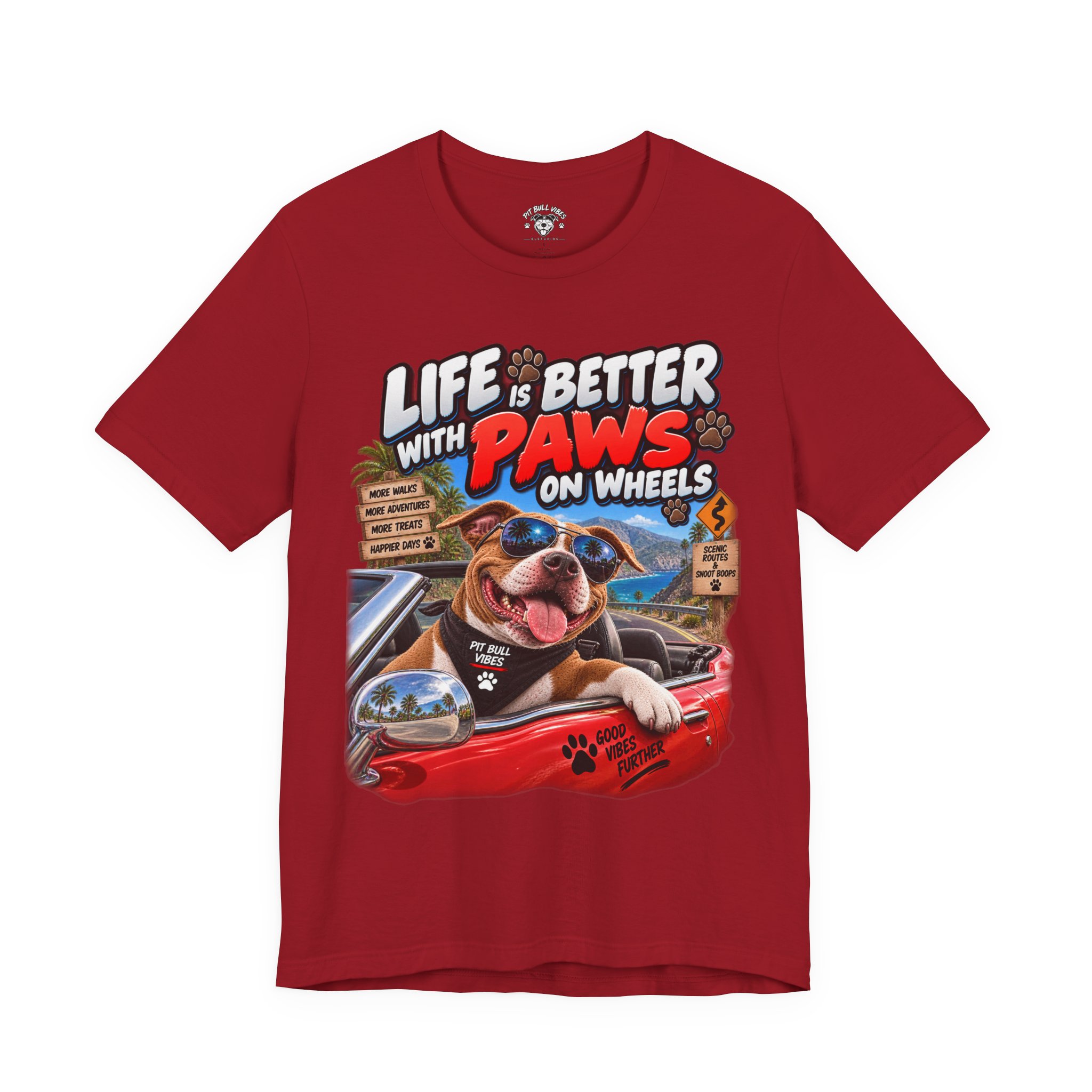 T-Shirt — "Life Is Better With Paws on Wheels" Dog Driving Graphic Tee - Image 37