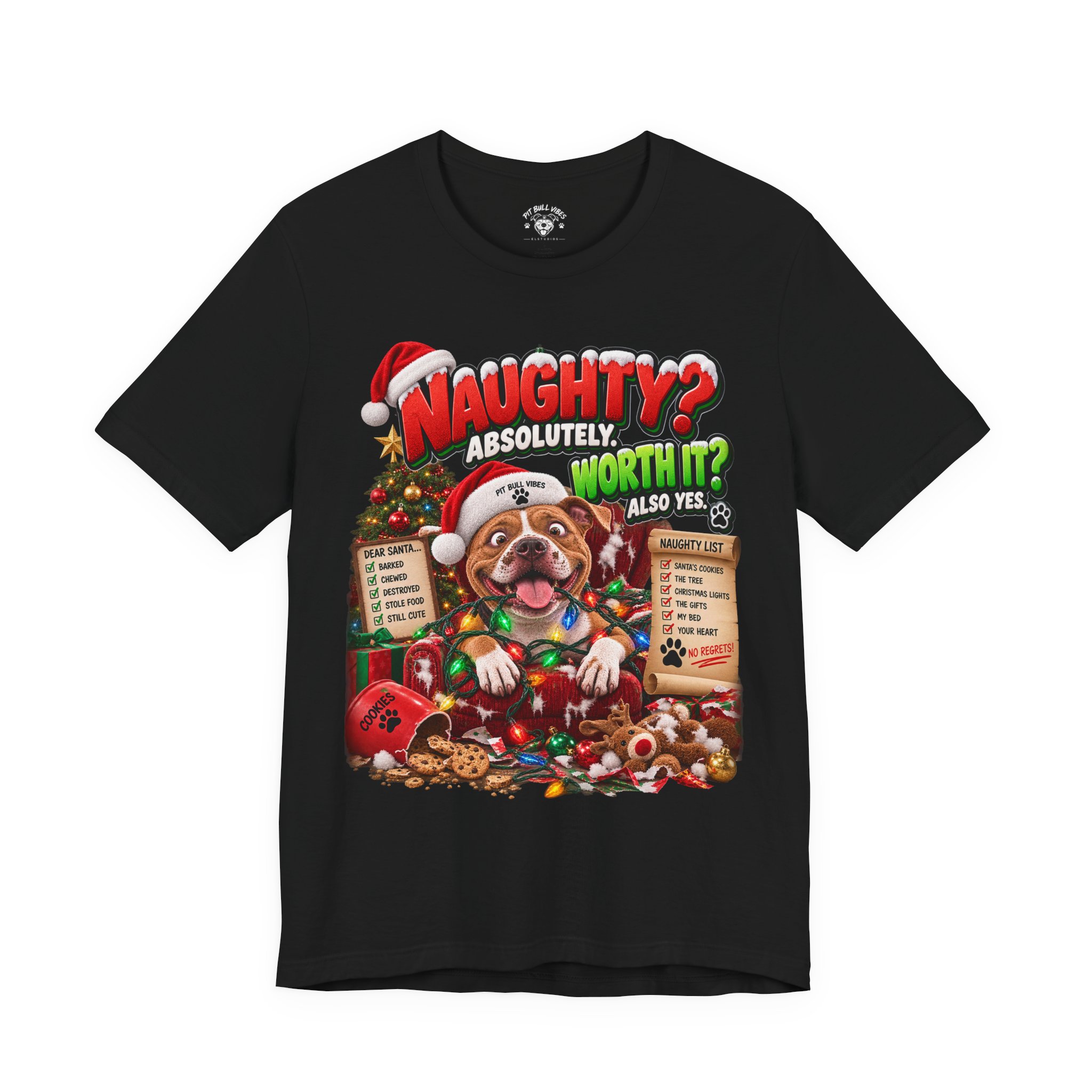 Naughty? Absolutely! Worth It? Christmas Dog Graphic Tee - Image 13