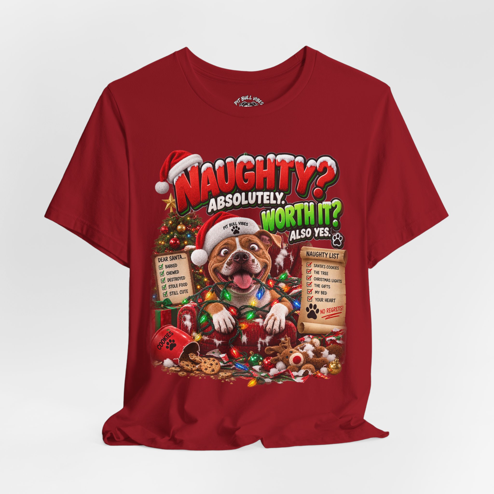 Naughty? Absolutely! Worth It? Christmas Dog Graphic Tee - Image 40