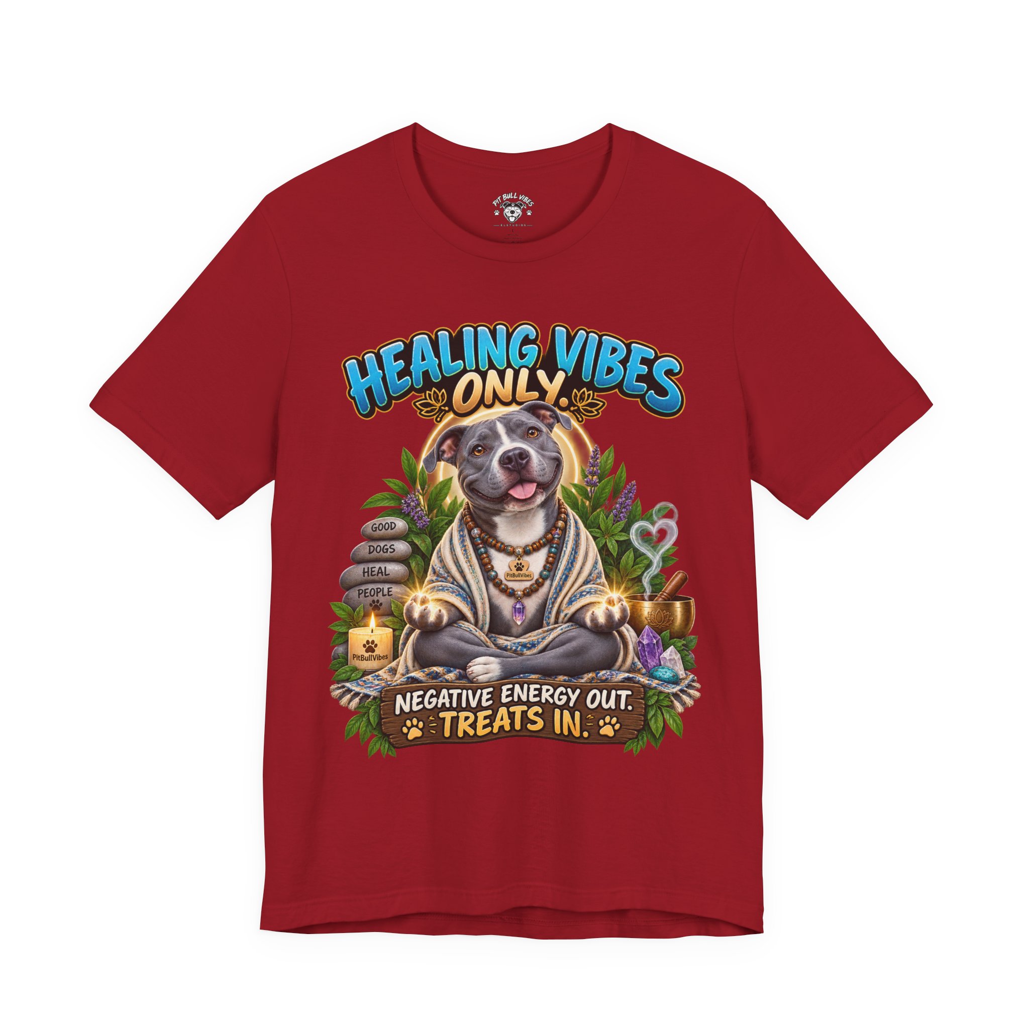 Healing Vibes Only Tee — "Negative Energy Out, Treats In" Dog Graphic T‑Shirt - Image 37