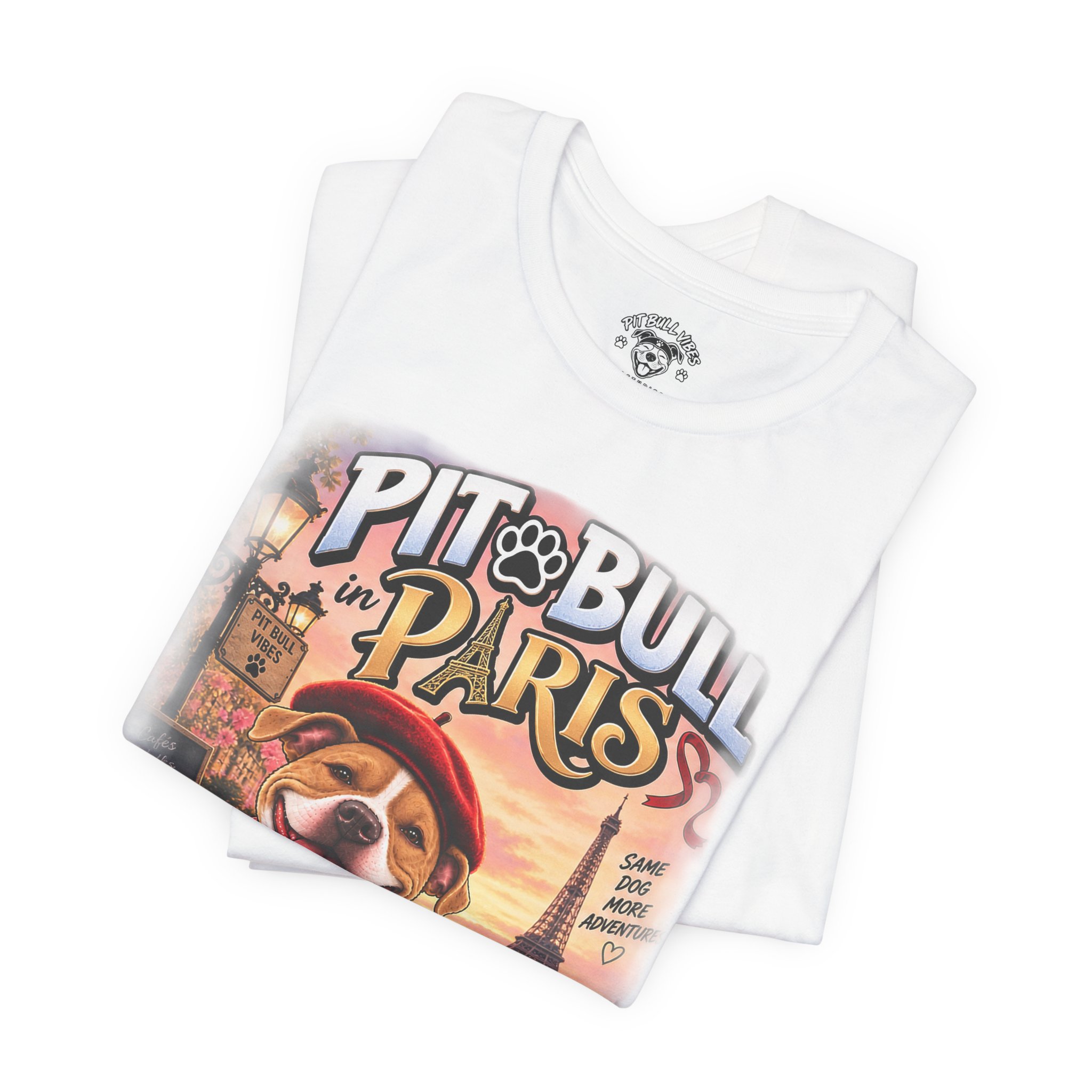 Pit Bull in Paris T-Shirt — Cute French PitBull Travel Graphic Tee - Image 4