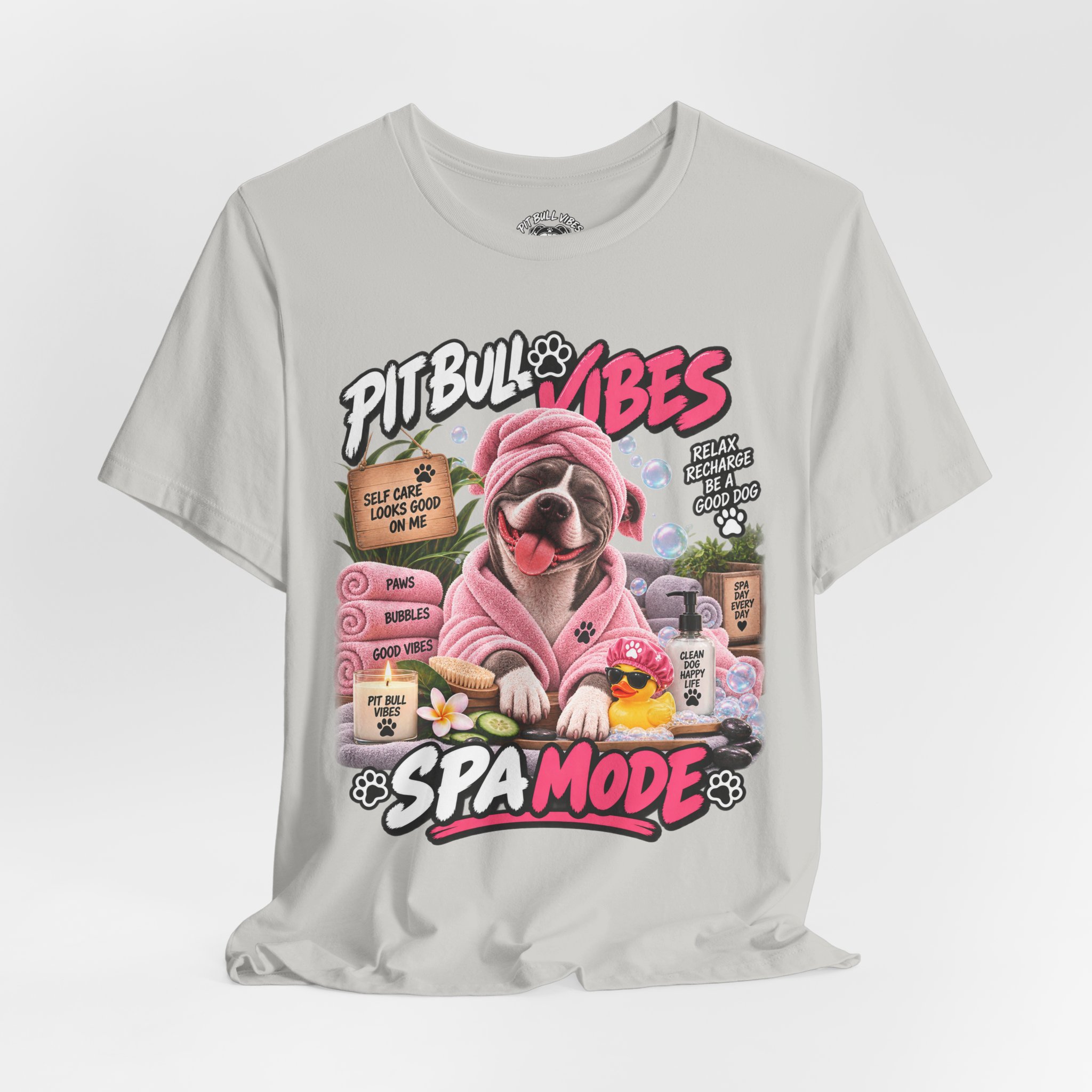 Pit Bull Spa Mode T-Shirt – Cute Spa Vibes Graphic Tee for Dog Lovers - Image 20
