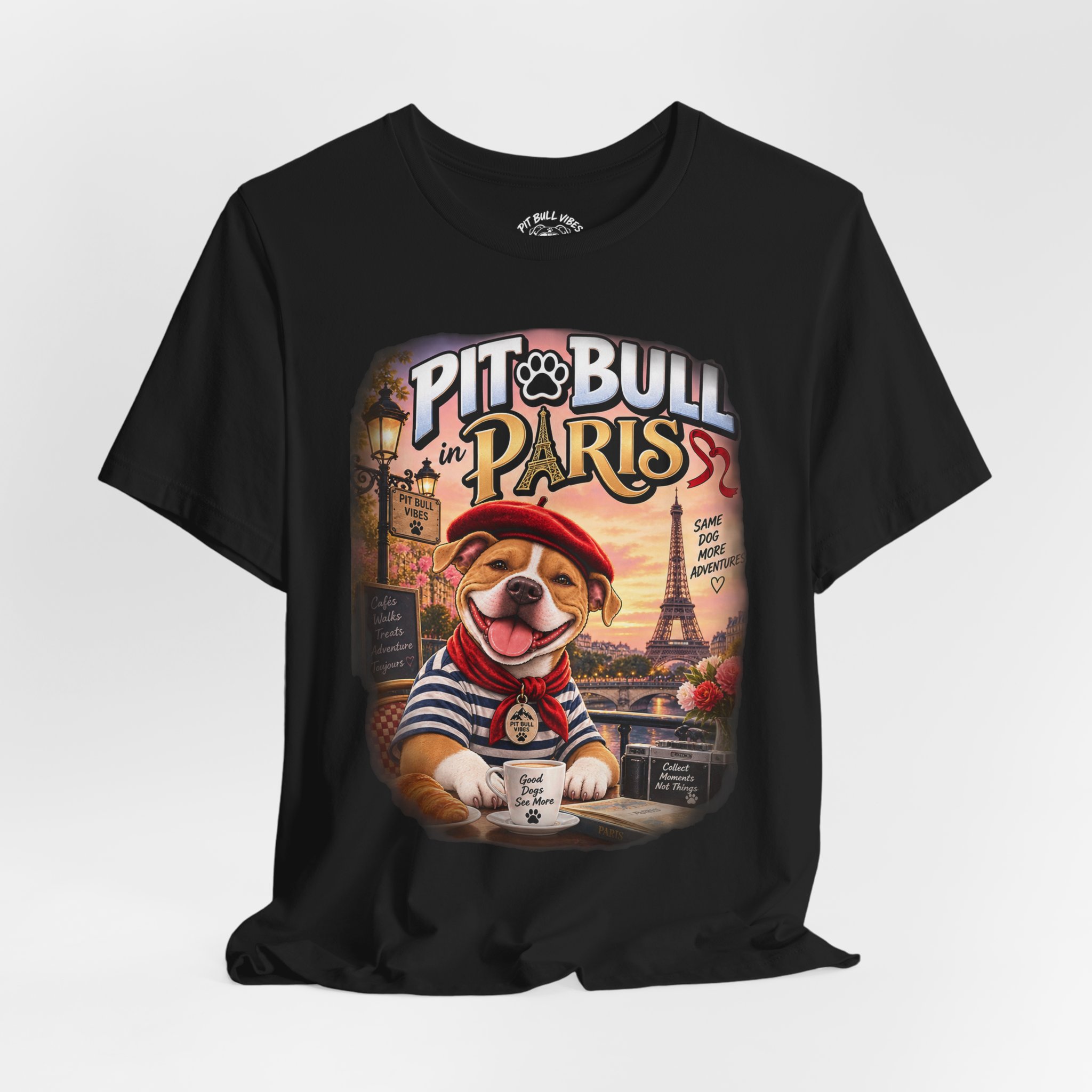 Pit Bull in Paris T-Shirt — Cute French PitBull Travel Graphic Tee - Image 12