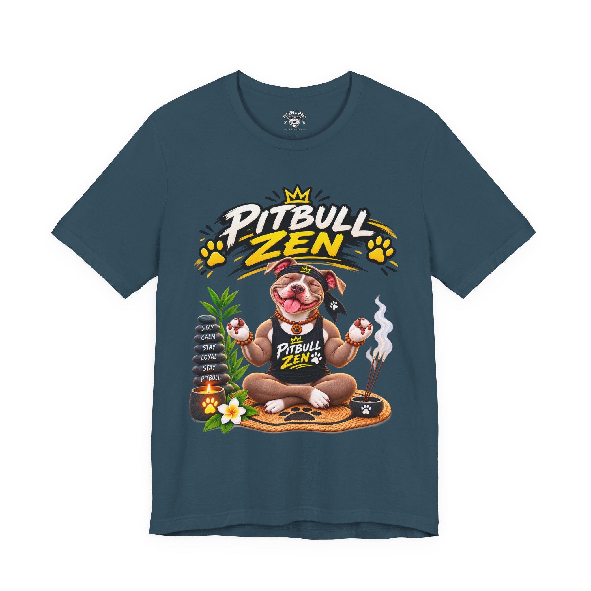 Pitbull Zen T-Shirt - Cute Meditating Pitbull Graphic Tee - Image 21