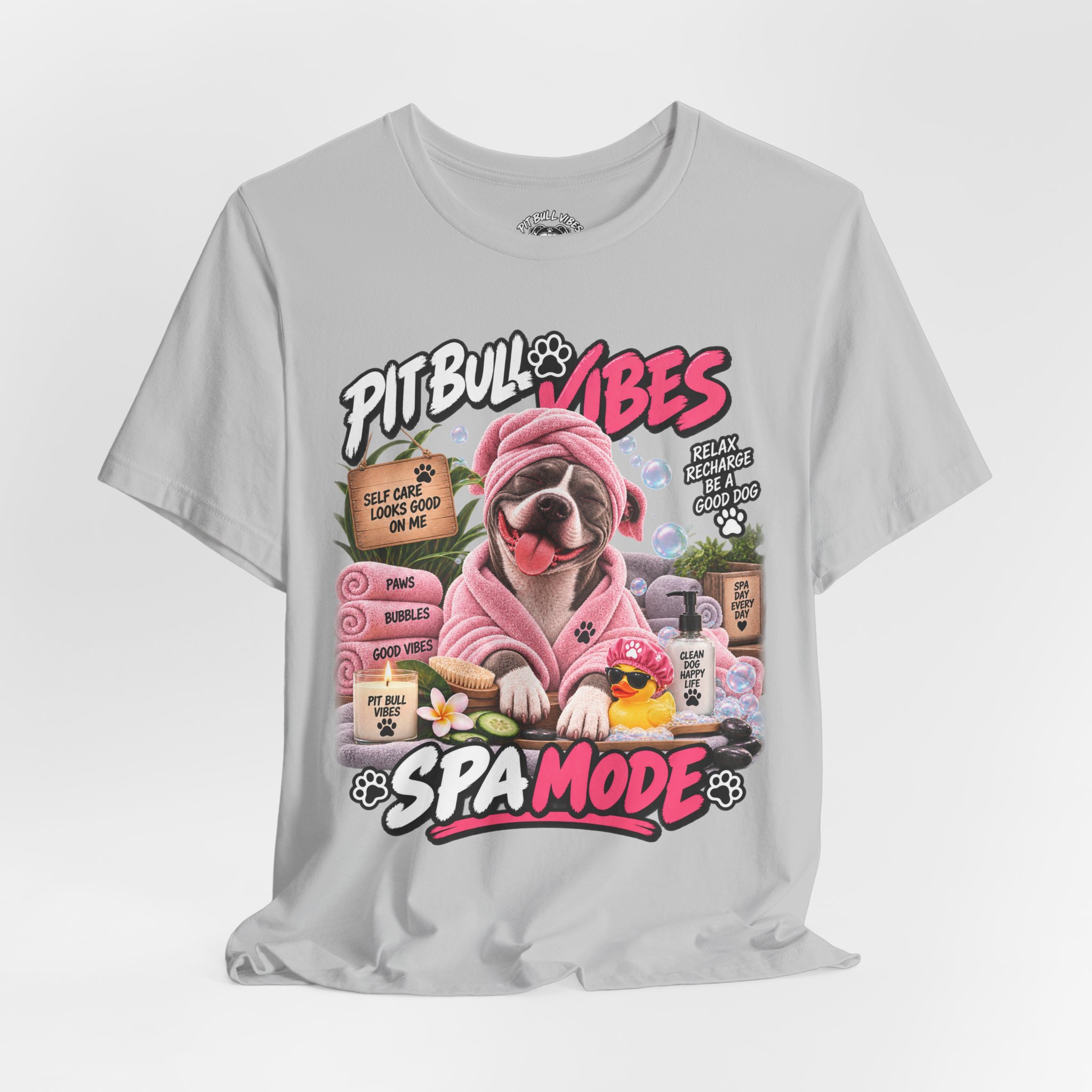 Pit Bull Spa Mode T-Shirt – Cute Spa Vibes Graphic Tee for Dog Lovers - Image 12