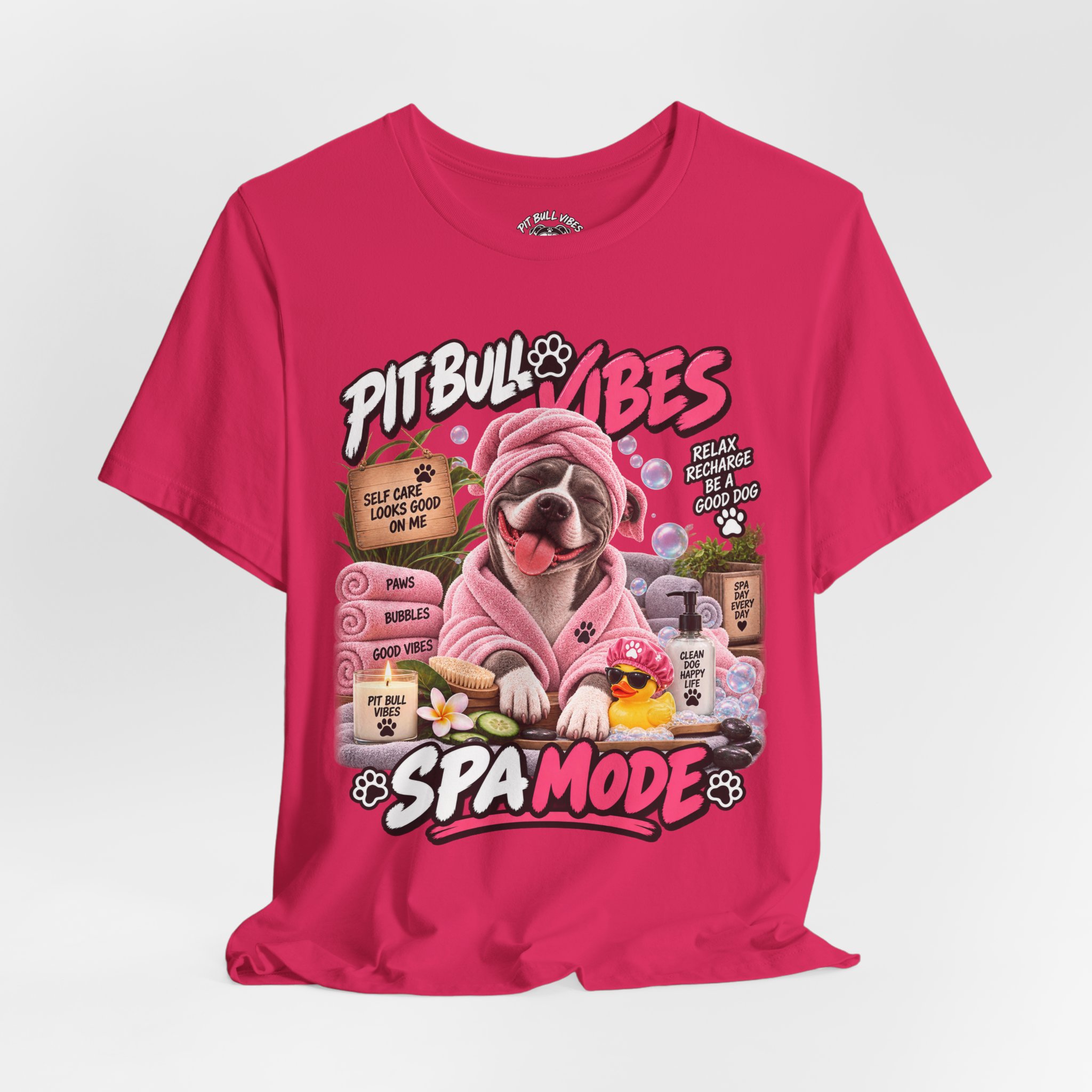 Pit Bull Spa Mode T-Shirt – Cute Spa Vibes Graphic Tee for Dog Lovers - Image 32