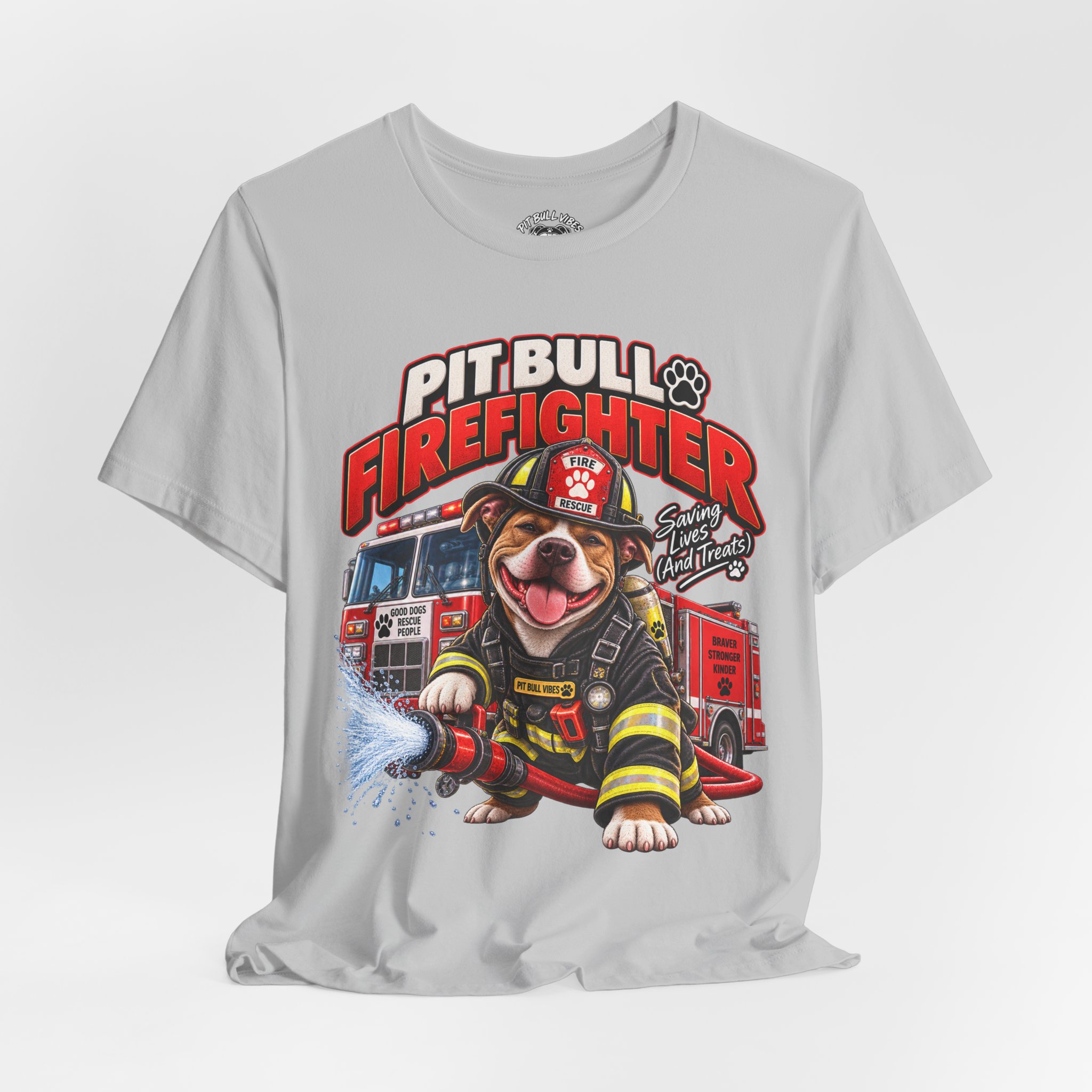 Pitbull Firefighter T-Shirt – Cute Firehouse Dog Tee for Firefighters & Dog Lovers - Image 12