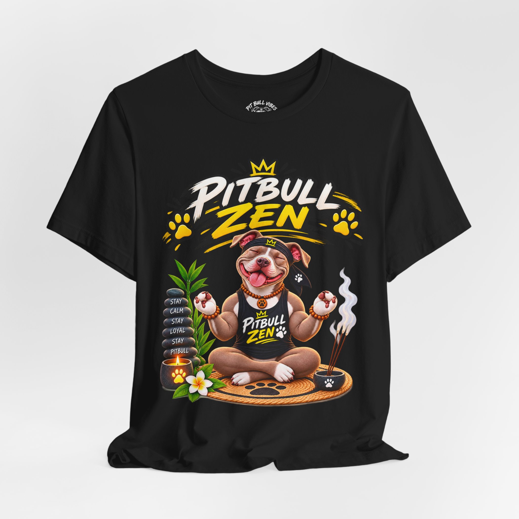 Pitbull Zen T-Shirt - Cute Meditating Pitbull Graphic Tee - Image 12