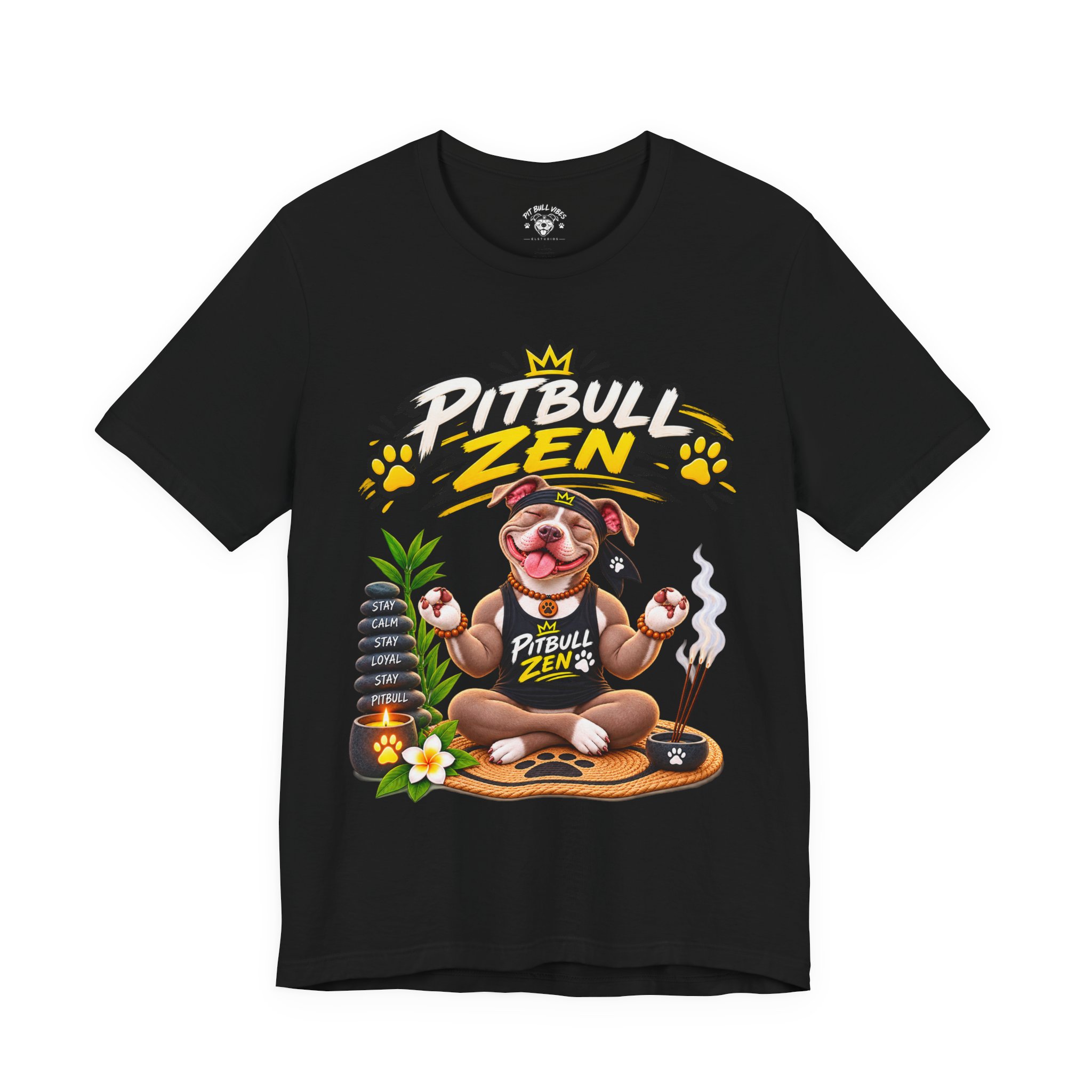 Pitbull Zen T-Shirt - Cute Meditating Pitbull Graphic Tee - Image 9