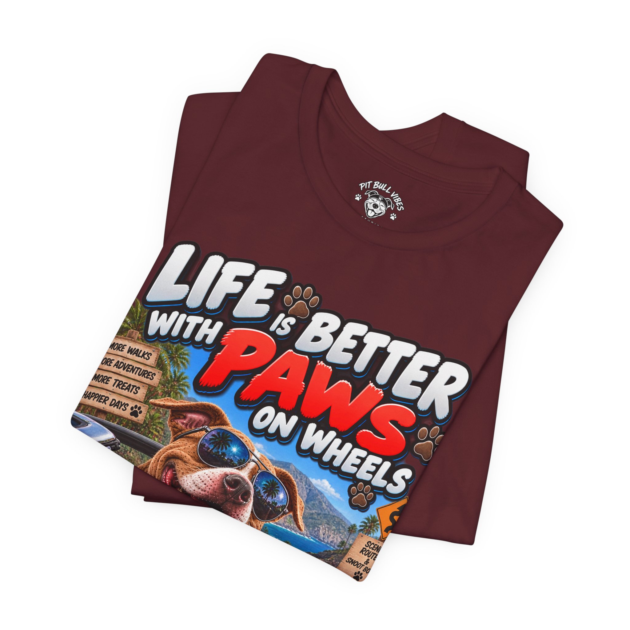 T-Shirt — "Life Is Better With Paws on Wheels" Dog Driving Graphic Tee - Image 31