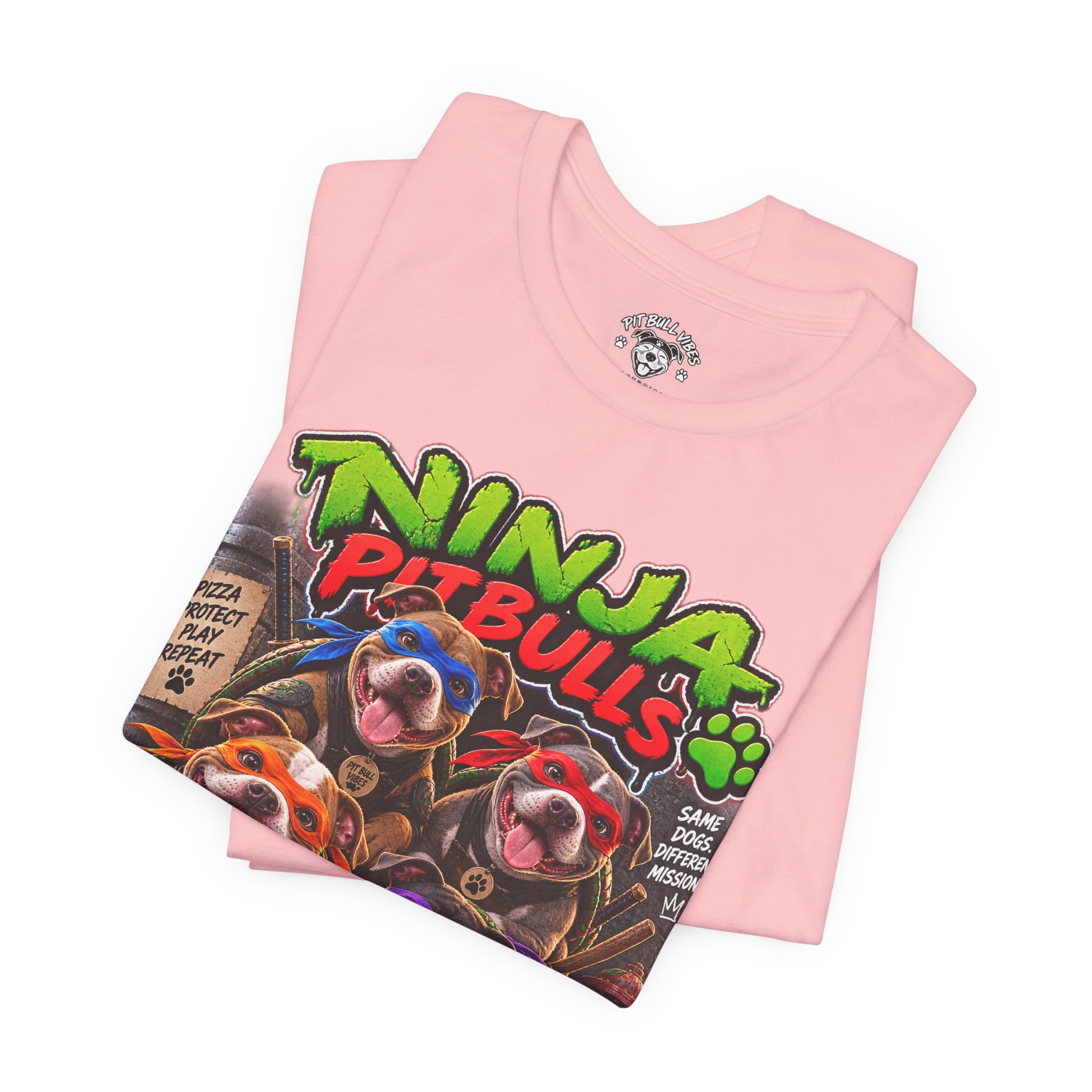 Ninja Pitbulls Graphic Tee — Cute Pitbull Dogs Street Art T-Shirt - Image 35