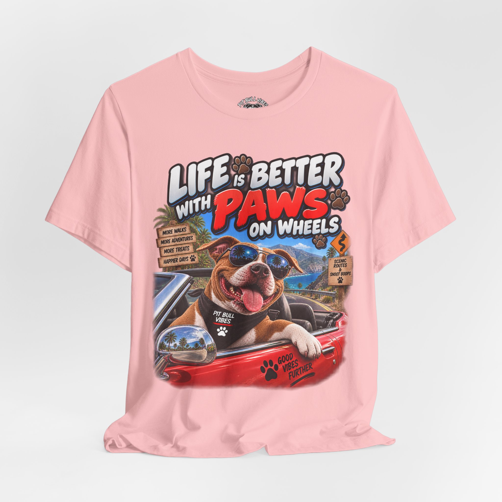 T-Shirt — "Life Is Better With Paws on Wheels" Dog Driving Graphic Tee - Image 36