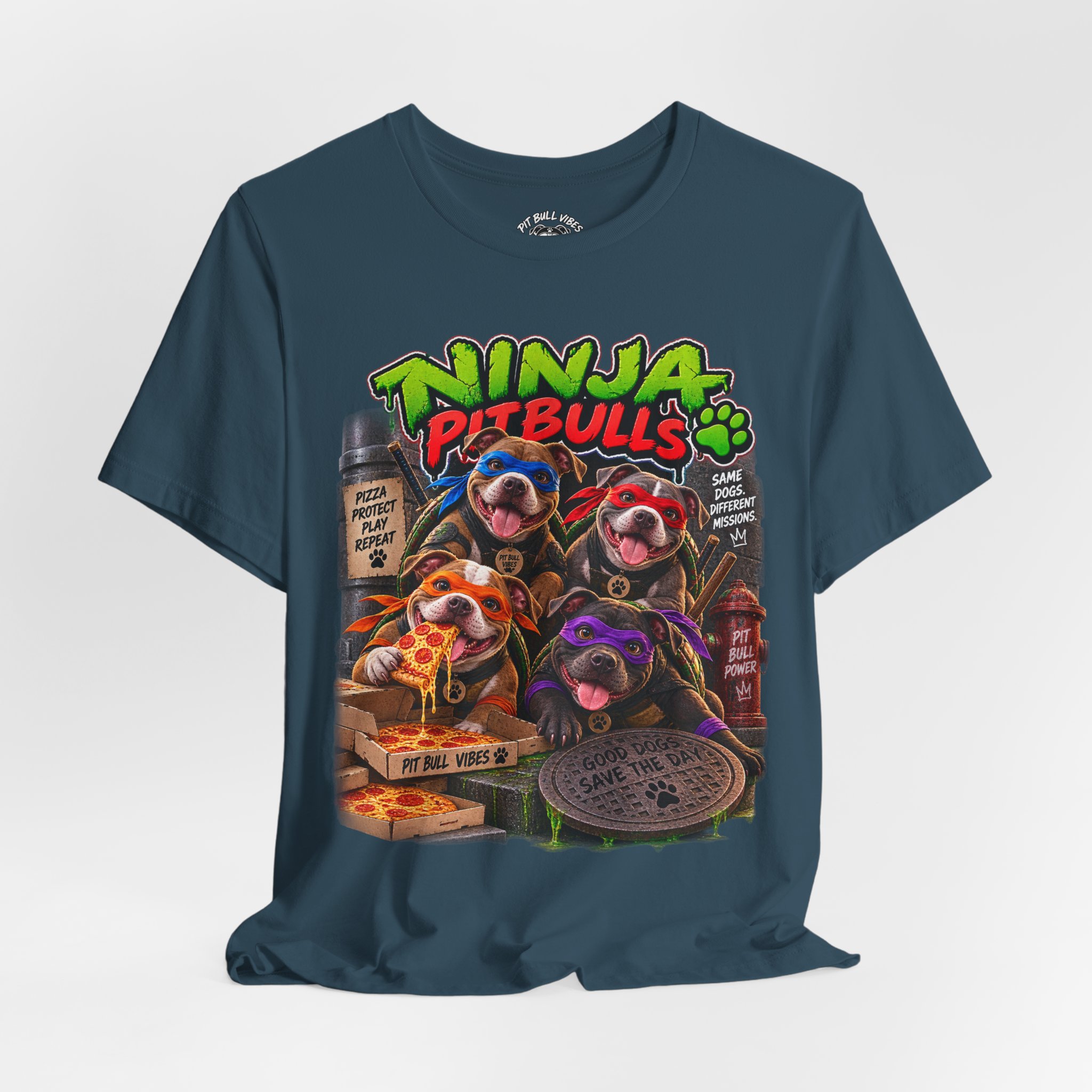 Ninja Pitbulls Graphic Tee — Cute Pitbull Dogs Street Art T-Shirt - Image 28