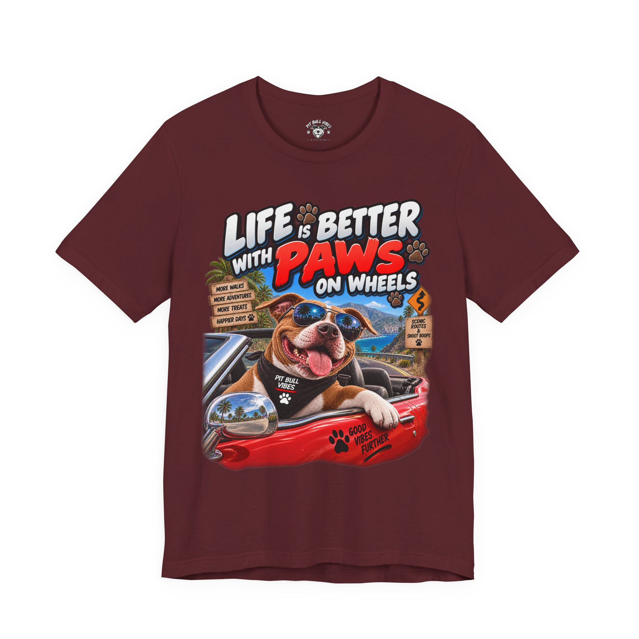 T-Shirt — "Life Is Better With Paws on Wheels" Dog Driving Graphic Tee - Image 29