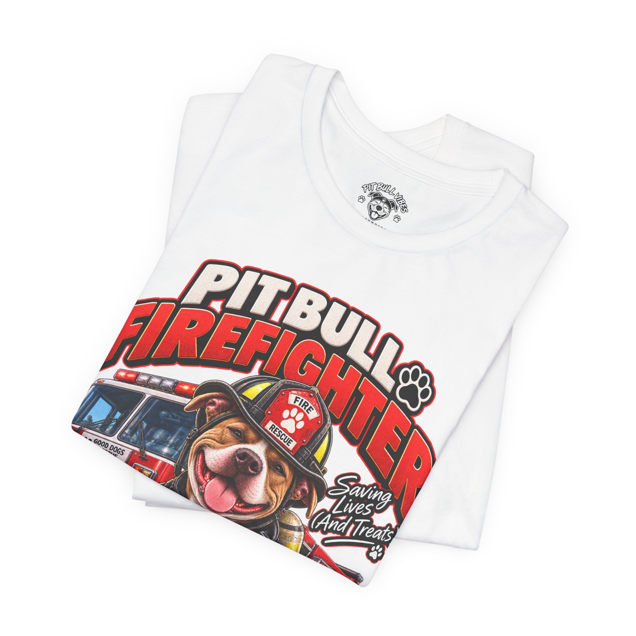 Pitbull Firefighter T-Shirt – Cute Firehouse Dog Tee for Firefighters & Dog Lovers - Image 7