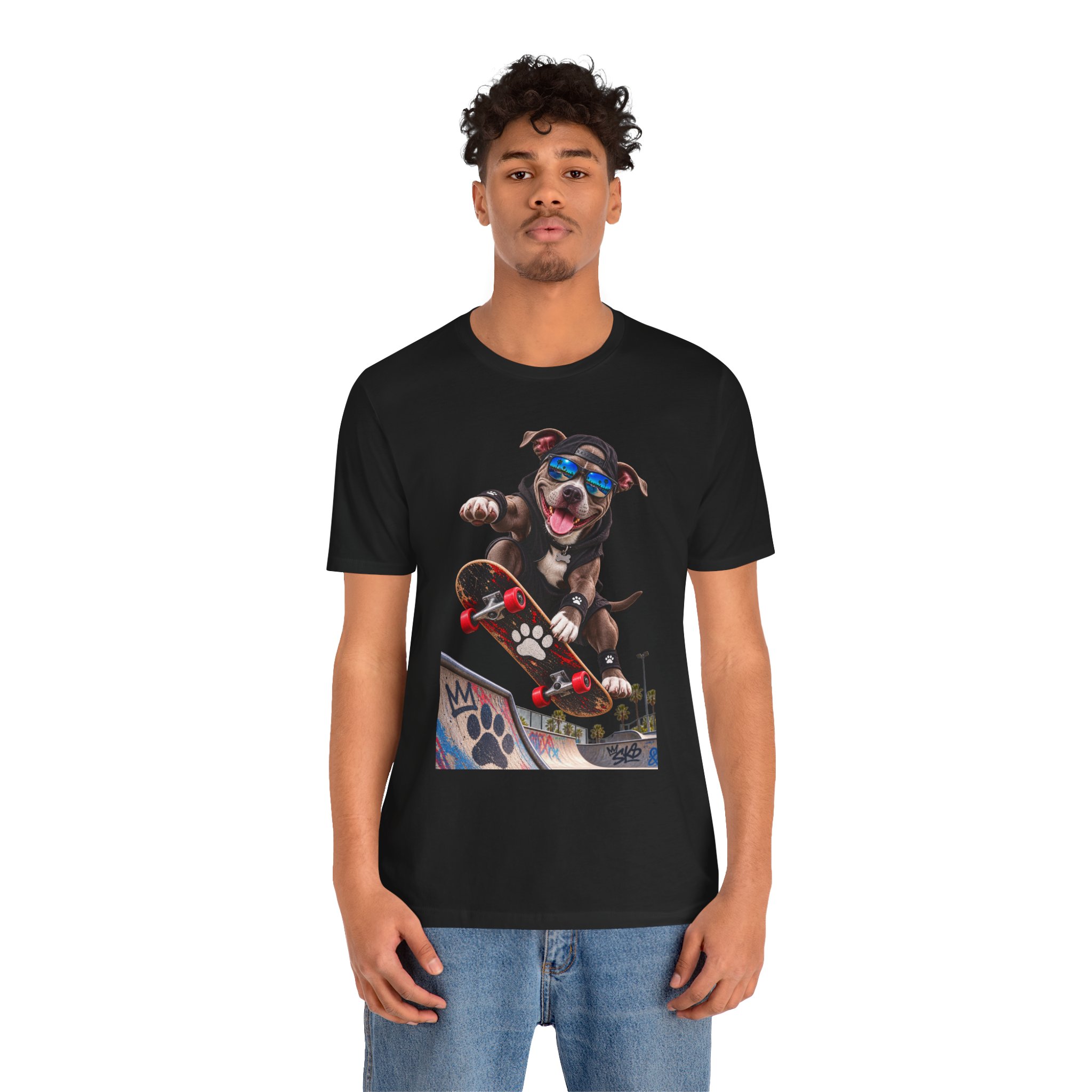 Skateboarding Dog T-Shirt | Skate Pup Graphic Tee, Sunglasses Puppy - Image 6