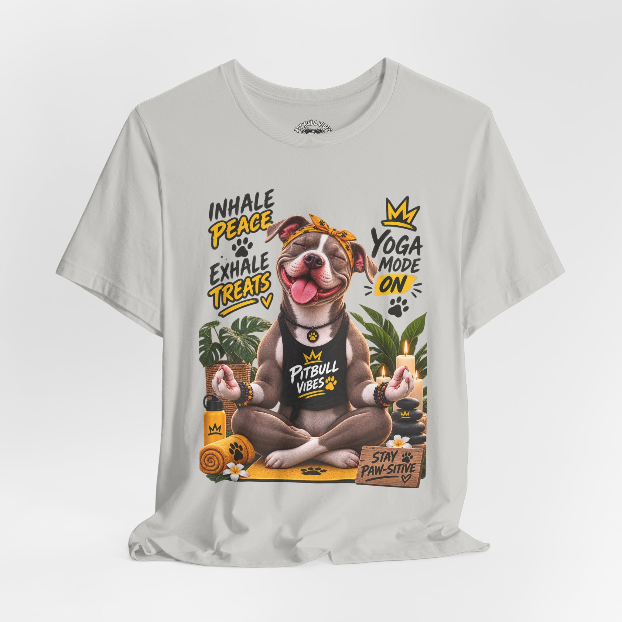 Yoga Mode On Pitbull Vibes T-Shirt — Inhale Peace, Exhale Treats - Image 16