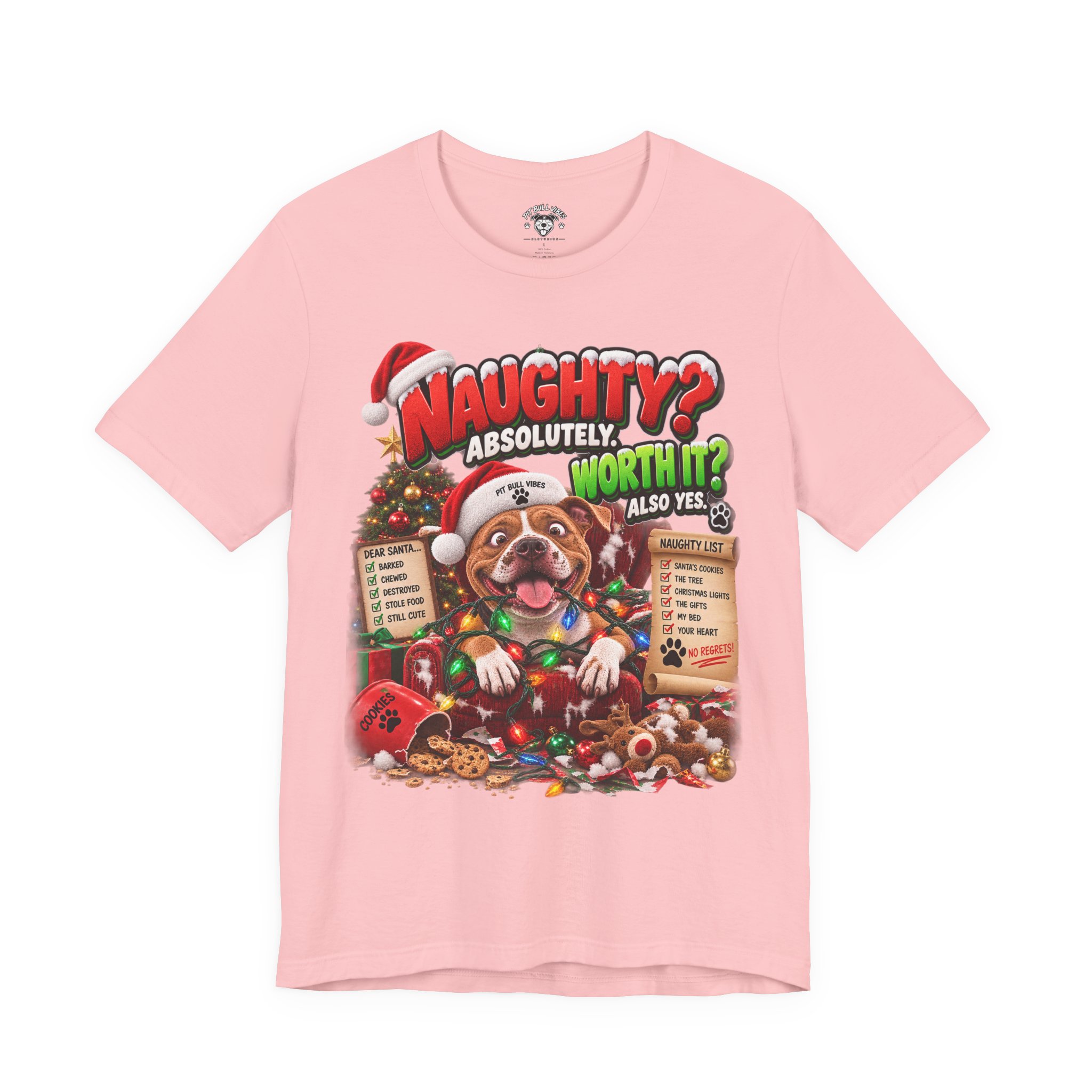 Naughty? Absolutely! Worth It? Christmas Dog Graphic Tee - Image 33