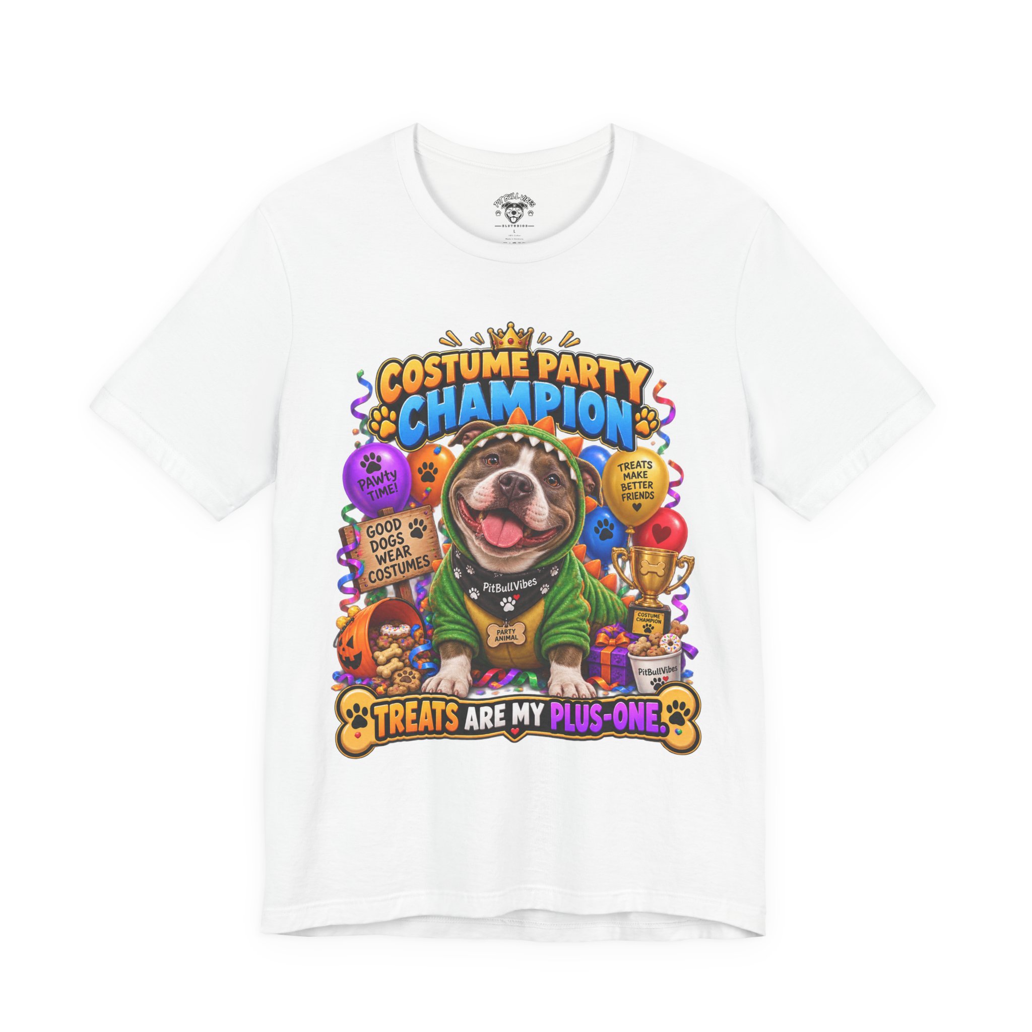 Costume Party Champion Dog T-Shirt — "Treats Are My Plus-One" - Image 5