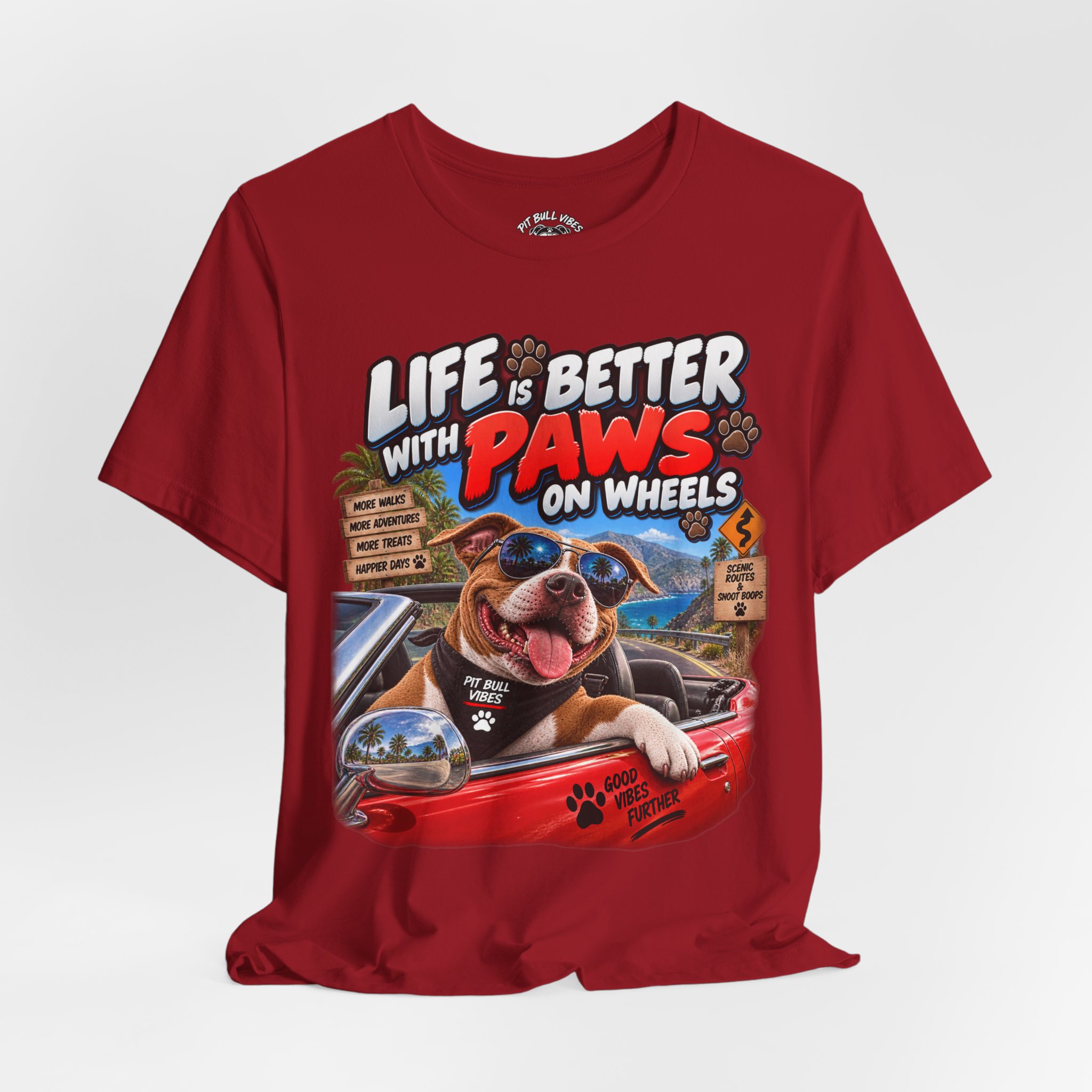T-Shirt — "Life Is Better With Paws on Wheels" Dog Driving Graphic Tee - Image 40