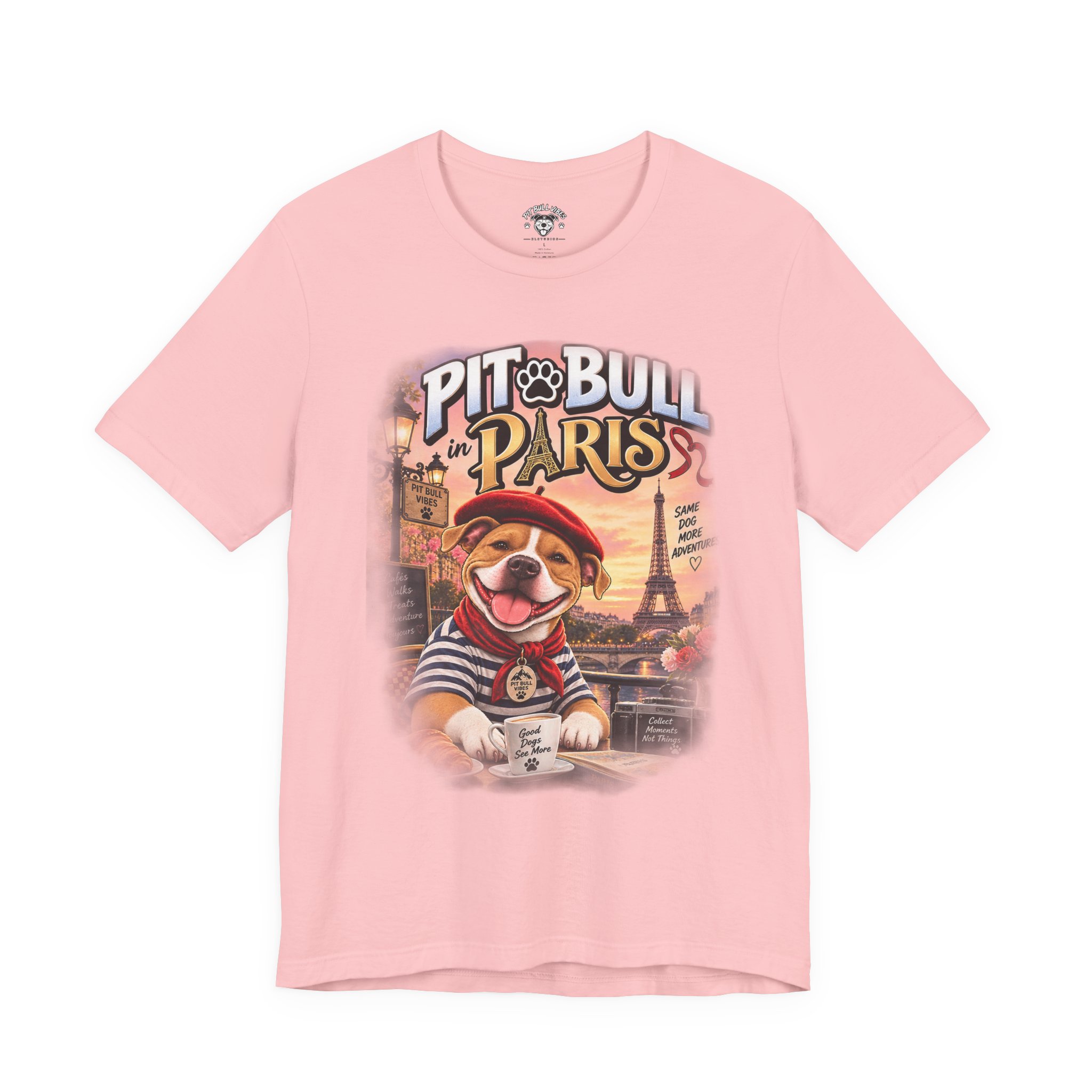 Pit Bull in Paris T-Shirt — Cute French PitBull Travel Graphic Tee - Image 33