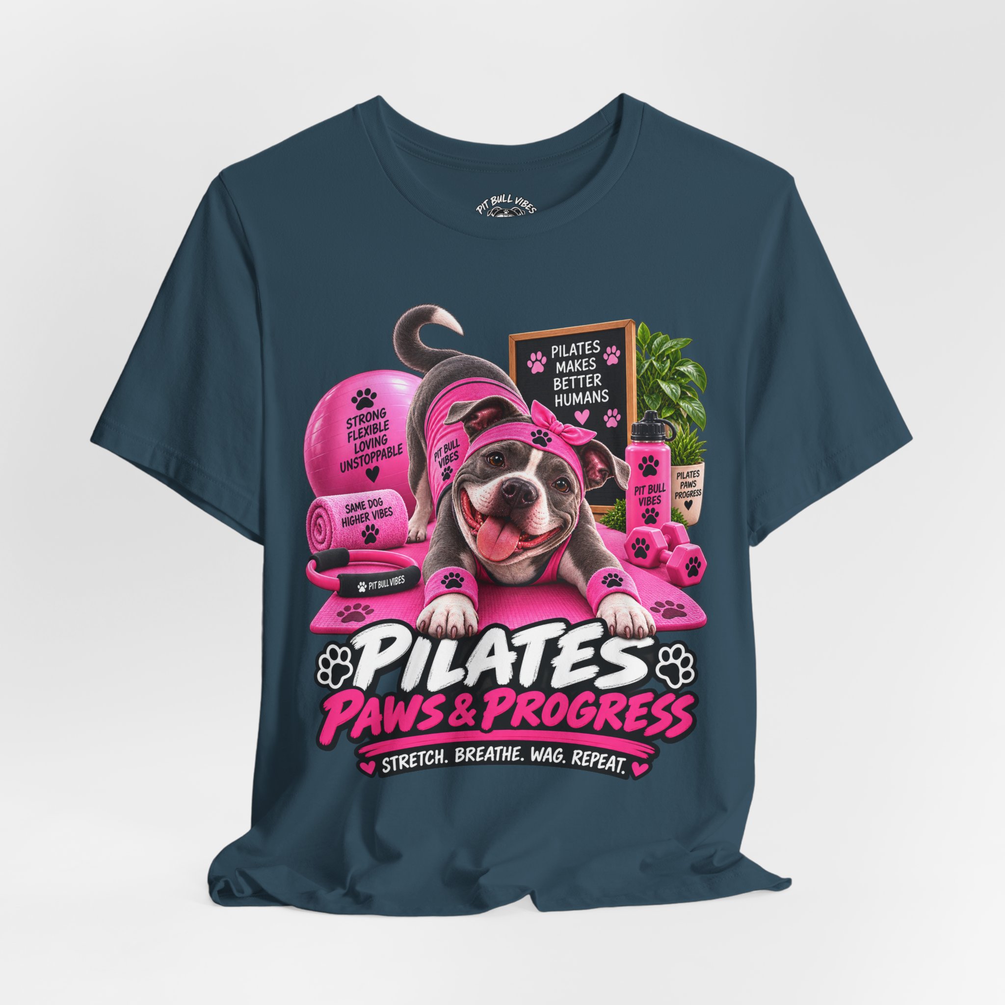Pilates Paws & Progress T-Shirt — Cute Dog Yoga Pilates Tee (Stretch, Breathe, Wag, Repeat) - Image 28