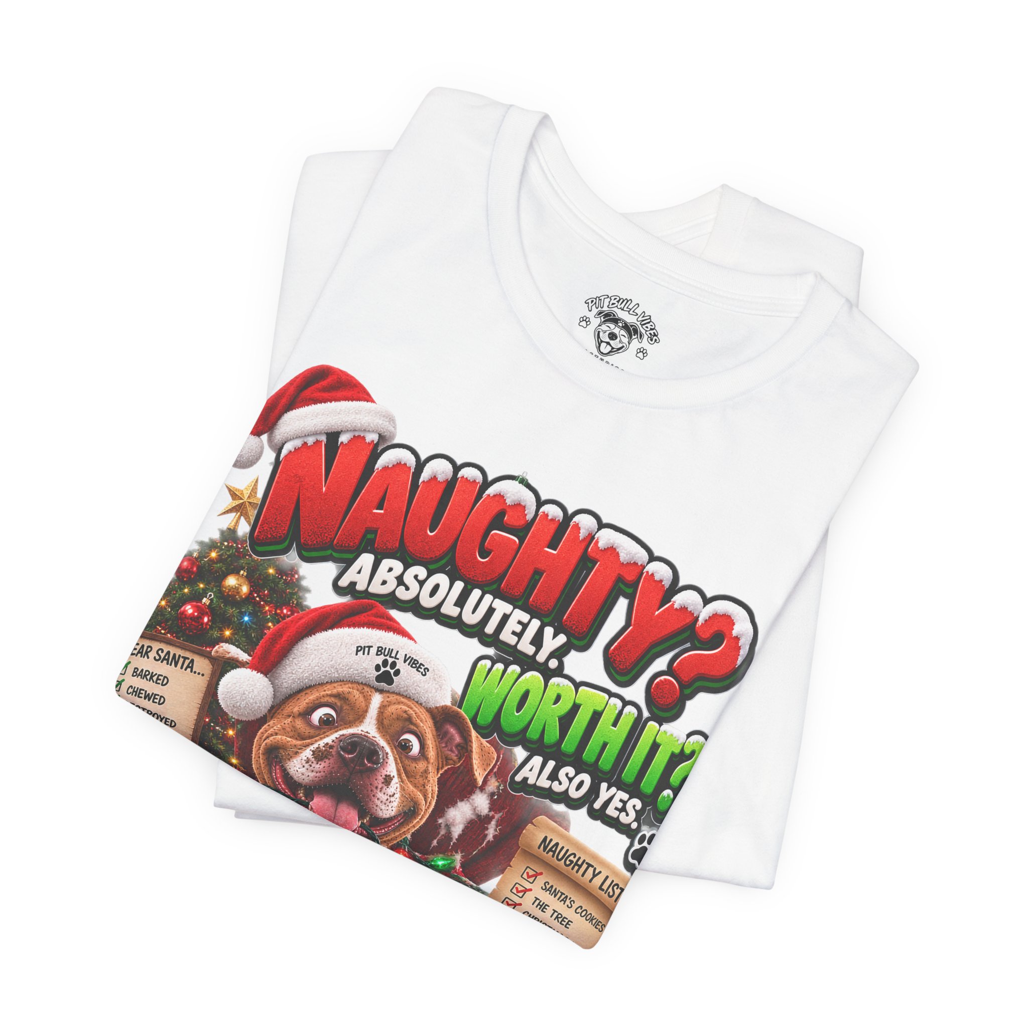 Naughty? Absolutely! Worth It? Christmas Dog Graphic Tee - Image 7