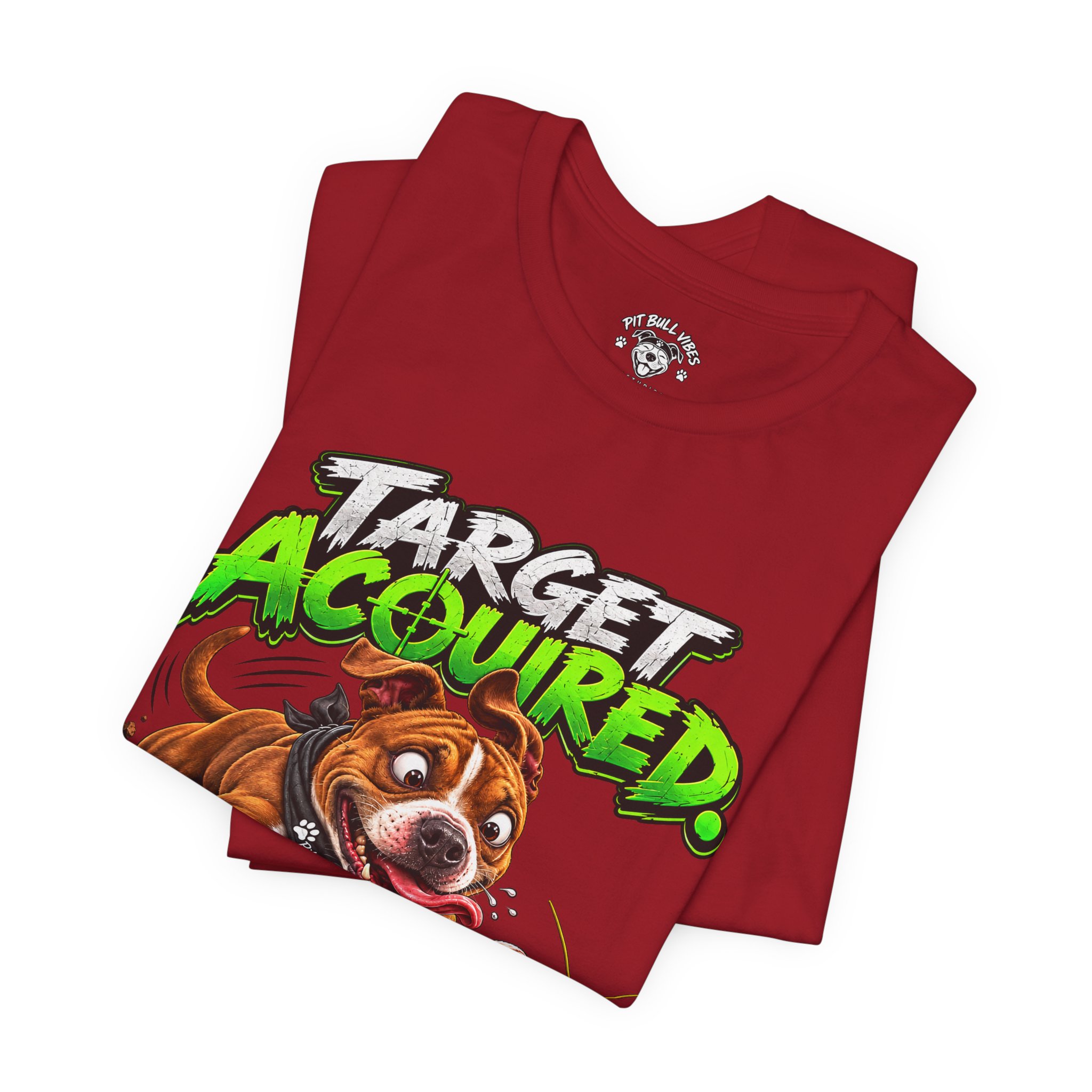 Target Acquired T-Shirt — Playful PitBull Dog 'Bug Patrol: Full Send' Graphic Tee - Image 39