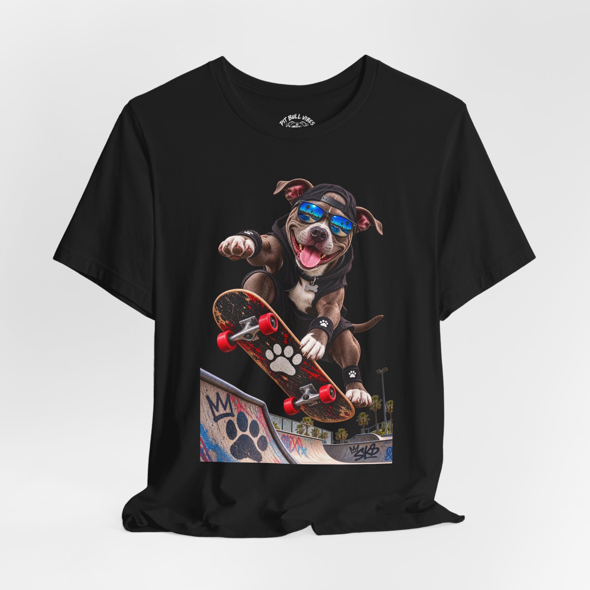 Skateboarding Dog T-Shirt | Skate Pup Graphic Tee, Sunglasses Puppy - Image 4