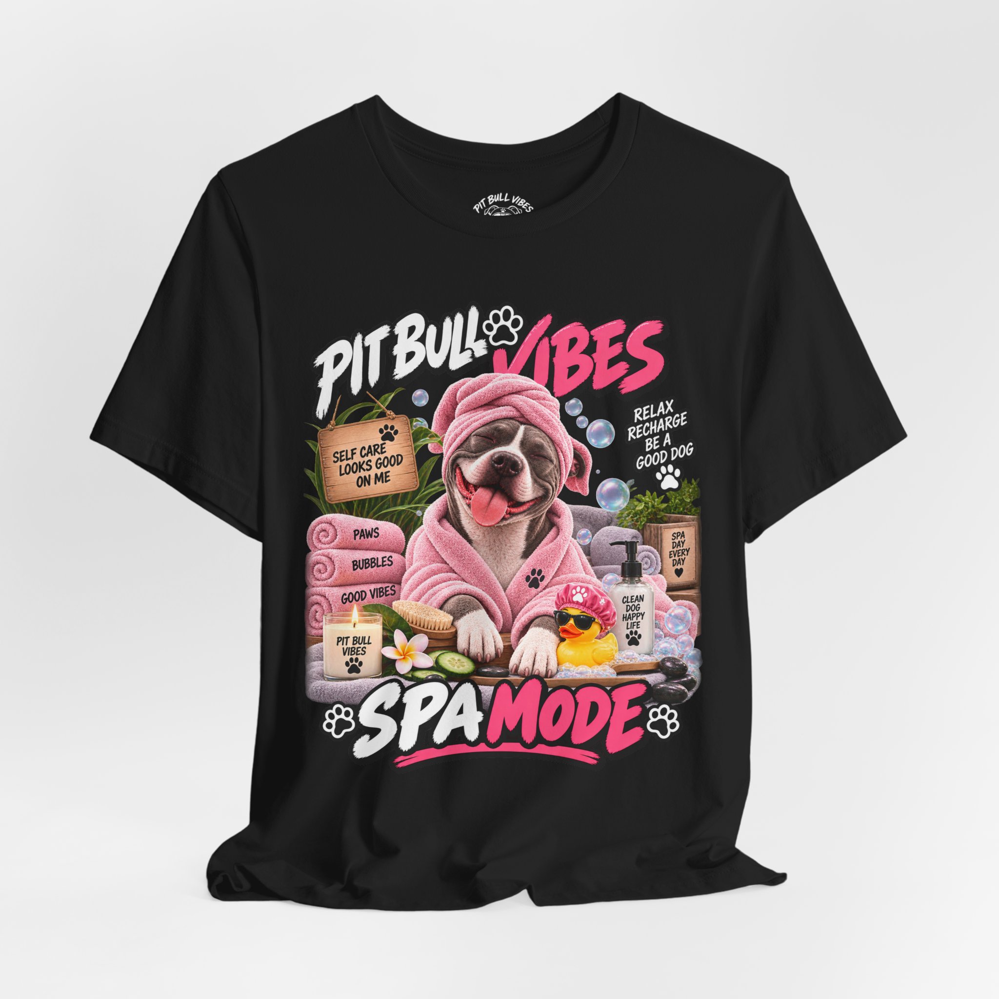 Pit Bull Spa Mode T-Shirt – Cute Spa Vibes Graphic Tee for Dog Lovers - Image 16