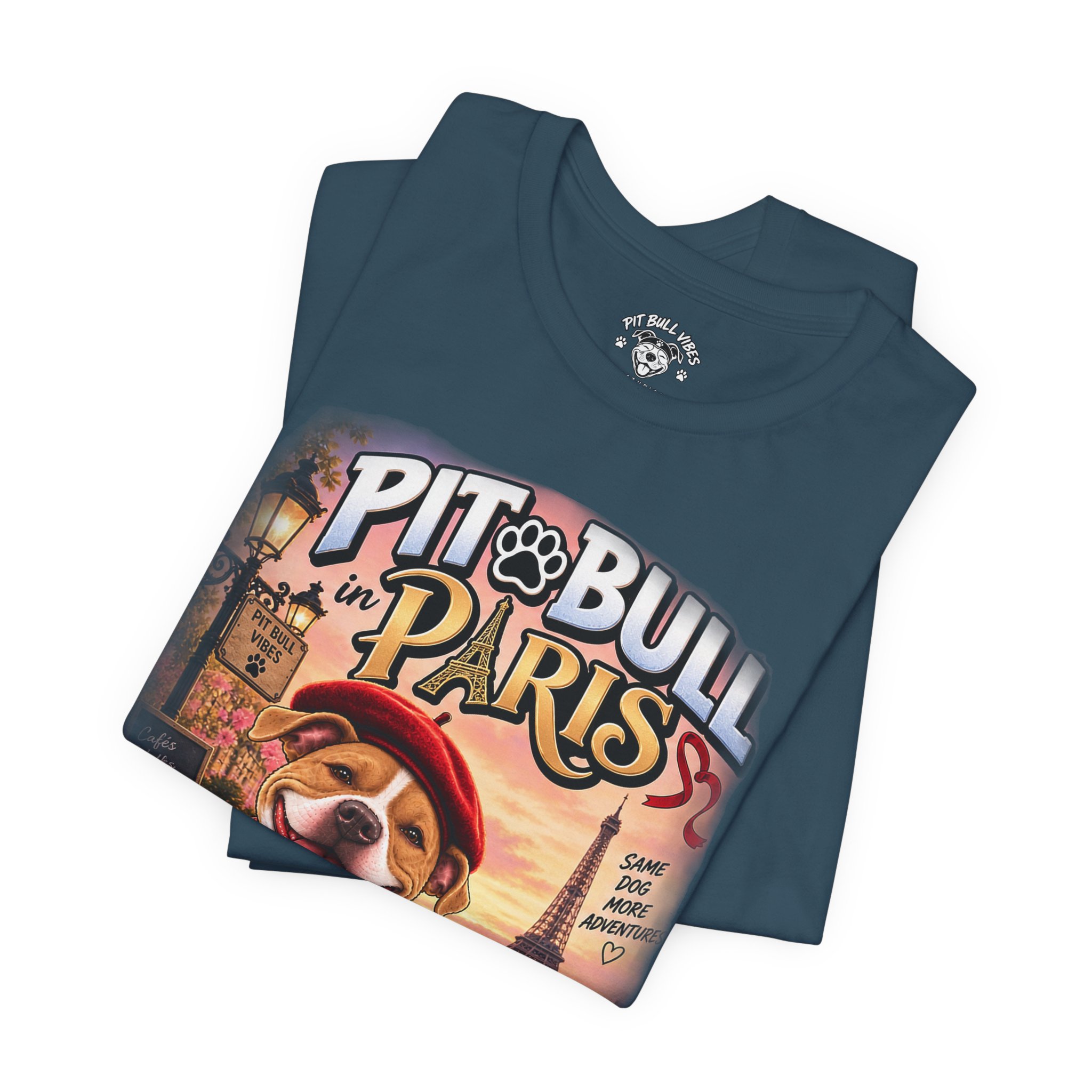 Pit Bull in Paris T-Shirt — Cute French PitBull Travel Graphic Tee - Image 23