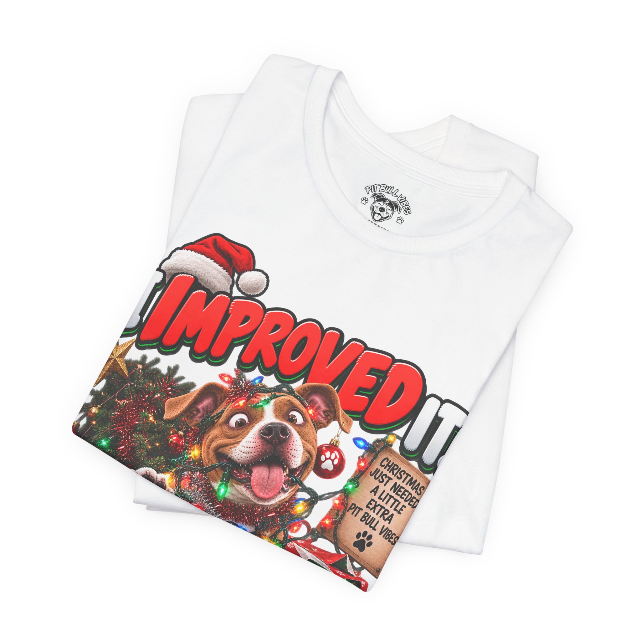 Holiday Dog T‑Shirt “I Improved It” Christmas Puppy Tee - Image 7