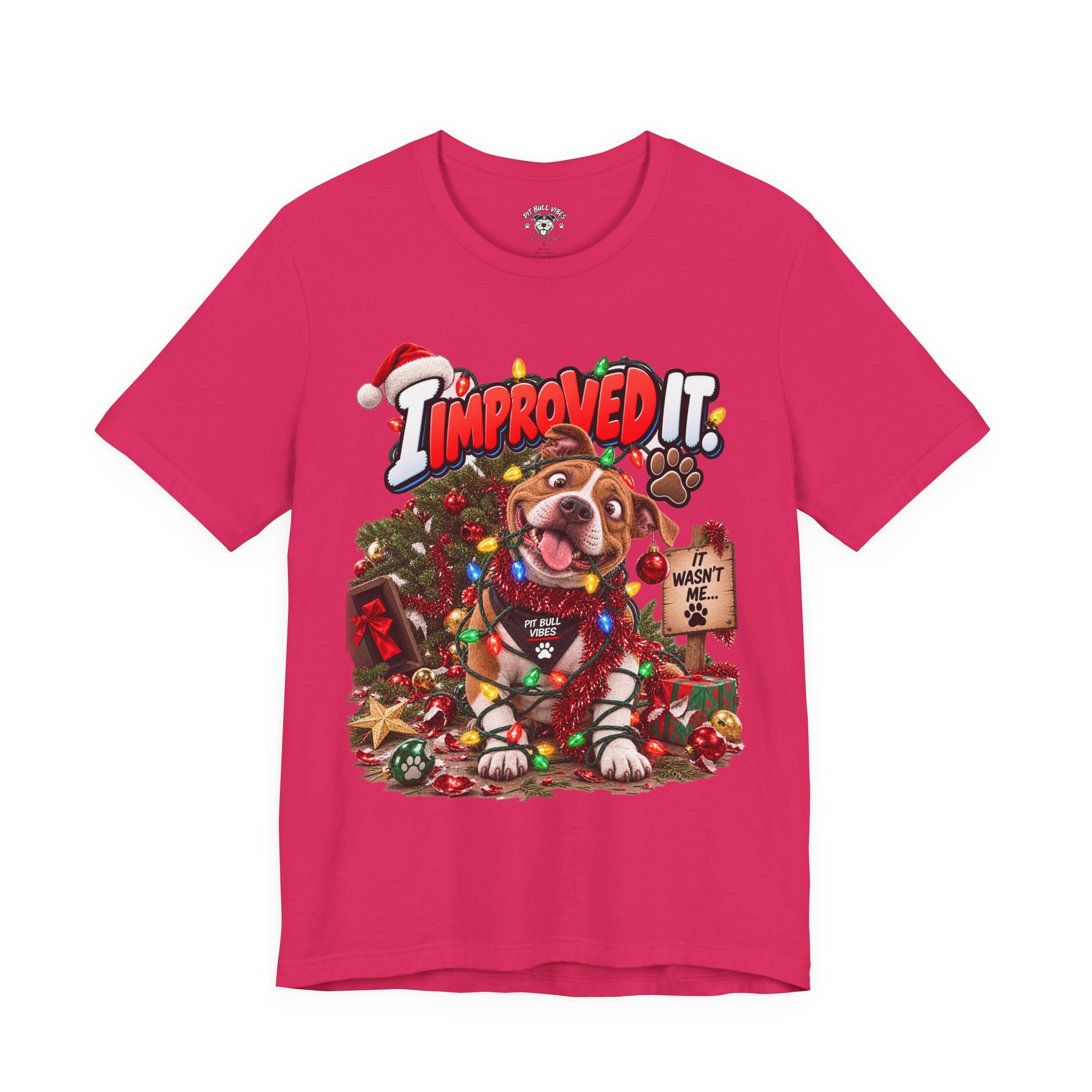 Christmas Dog T‑Shirt – "I Improved It" Funny Holiday Pet Tee - Image 2