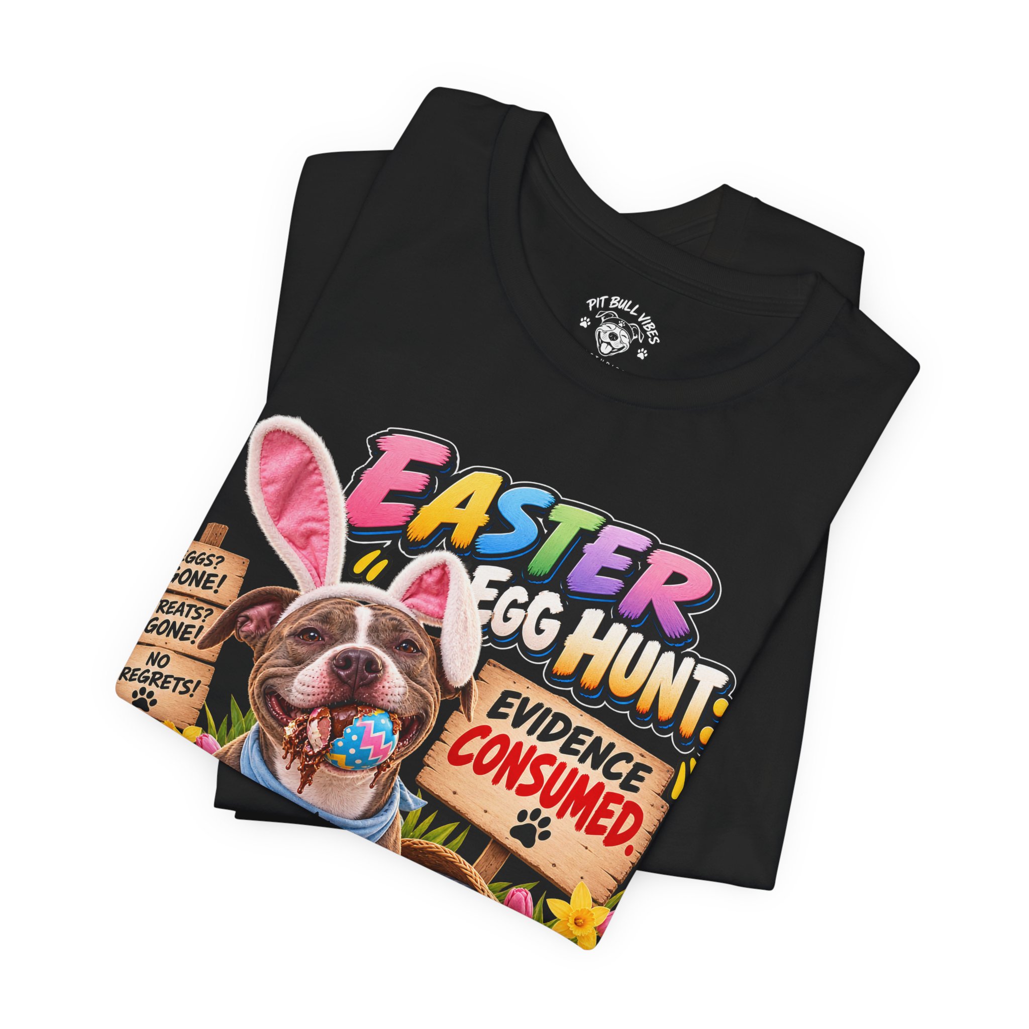 Easter Egg Hunt Dog T-Shirt — “Evidence Consumed” Cute Puppy Easter Tee - Image 15