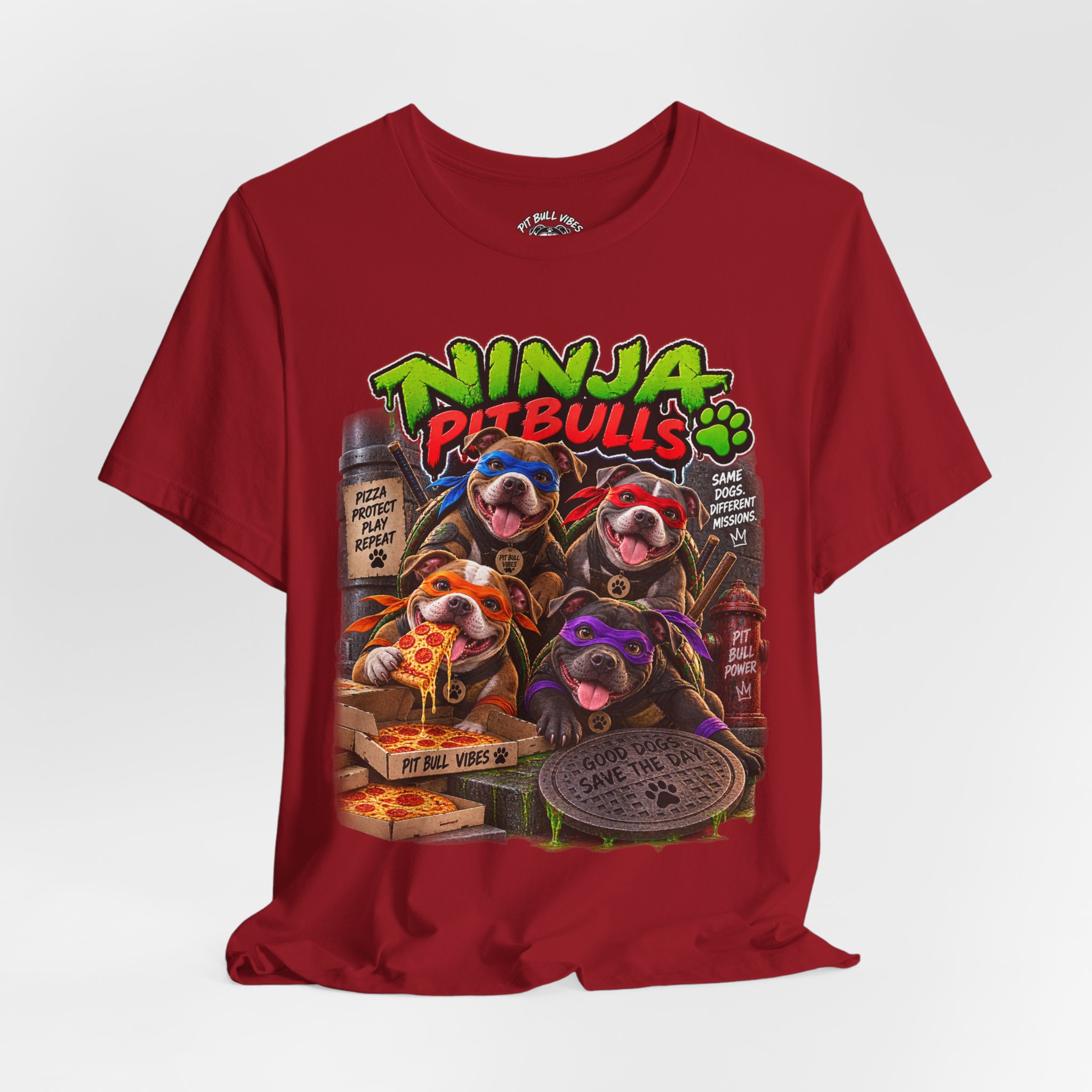 Ninja Pitbulls Graphic Tee — Cute Pitbull Dogs Street Art T-Shirt - Image 40