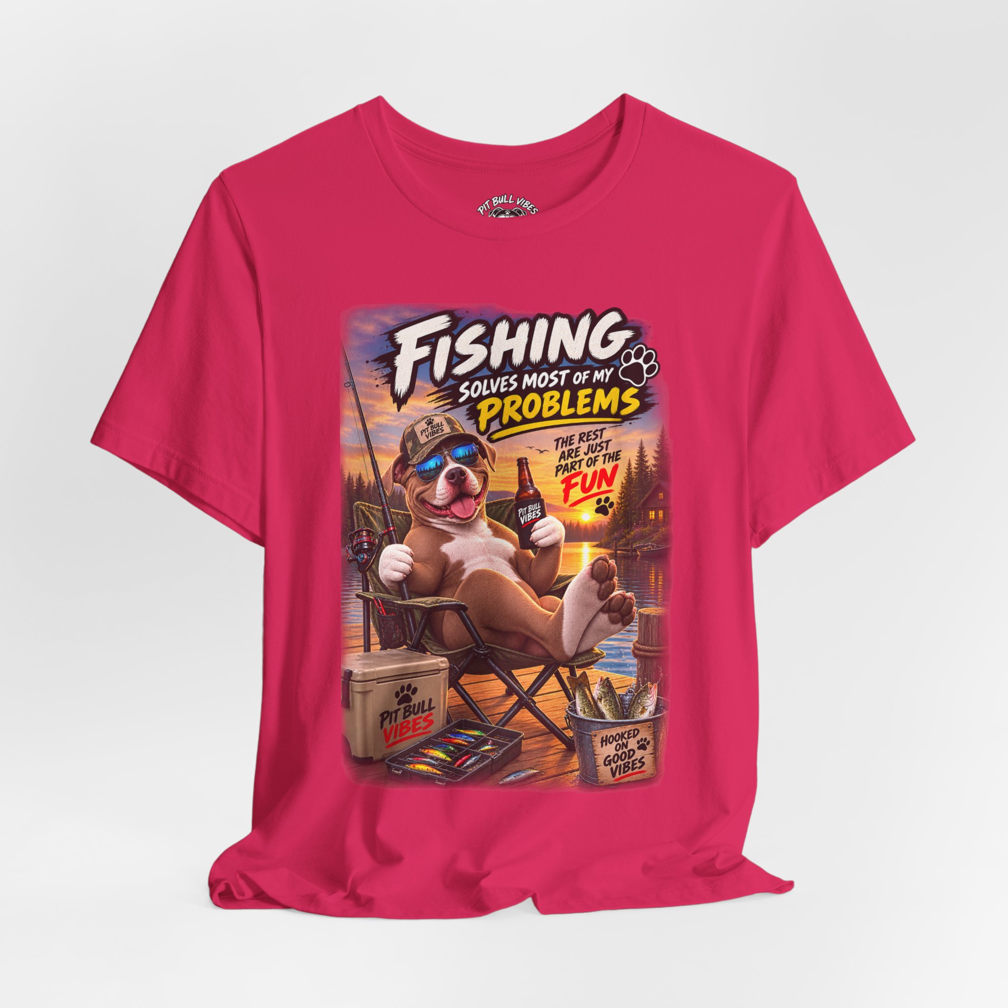 Fishing Solves Most of My Problems T-Shirt — Funny Fishing Graphic Tee - Image 5