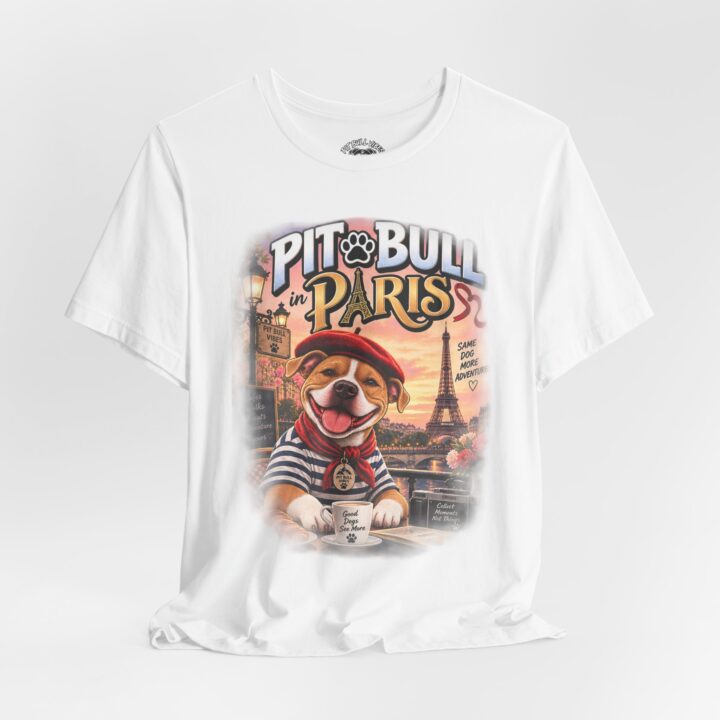 Pit Bull in Paris T-Shirt — Cute French PitBull Travel Graphic Tee