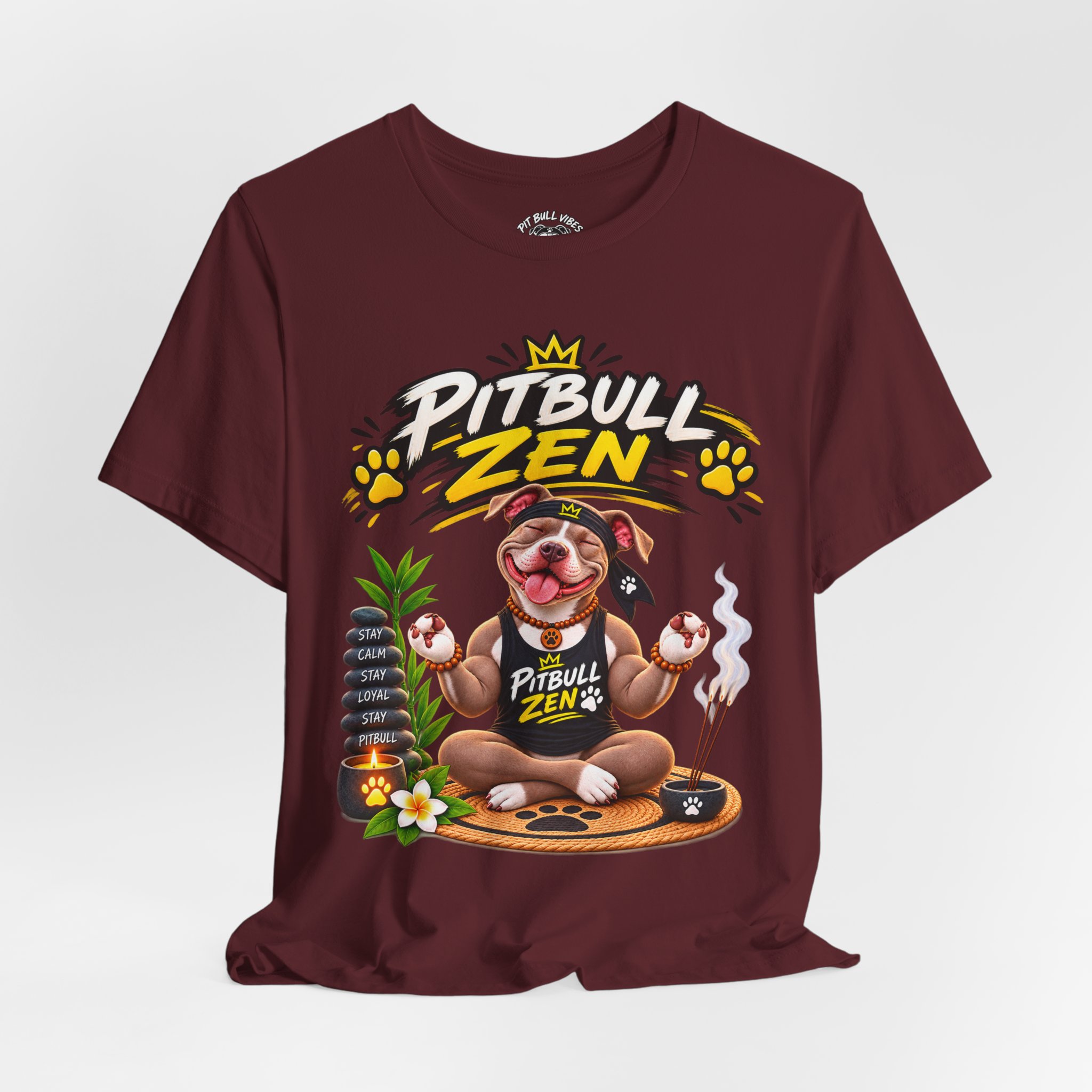 Pitbull Zen T-Shirt - Cute Meditating Pitbull Graphic Tee - Image 28