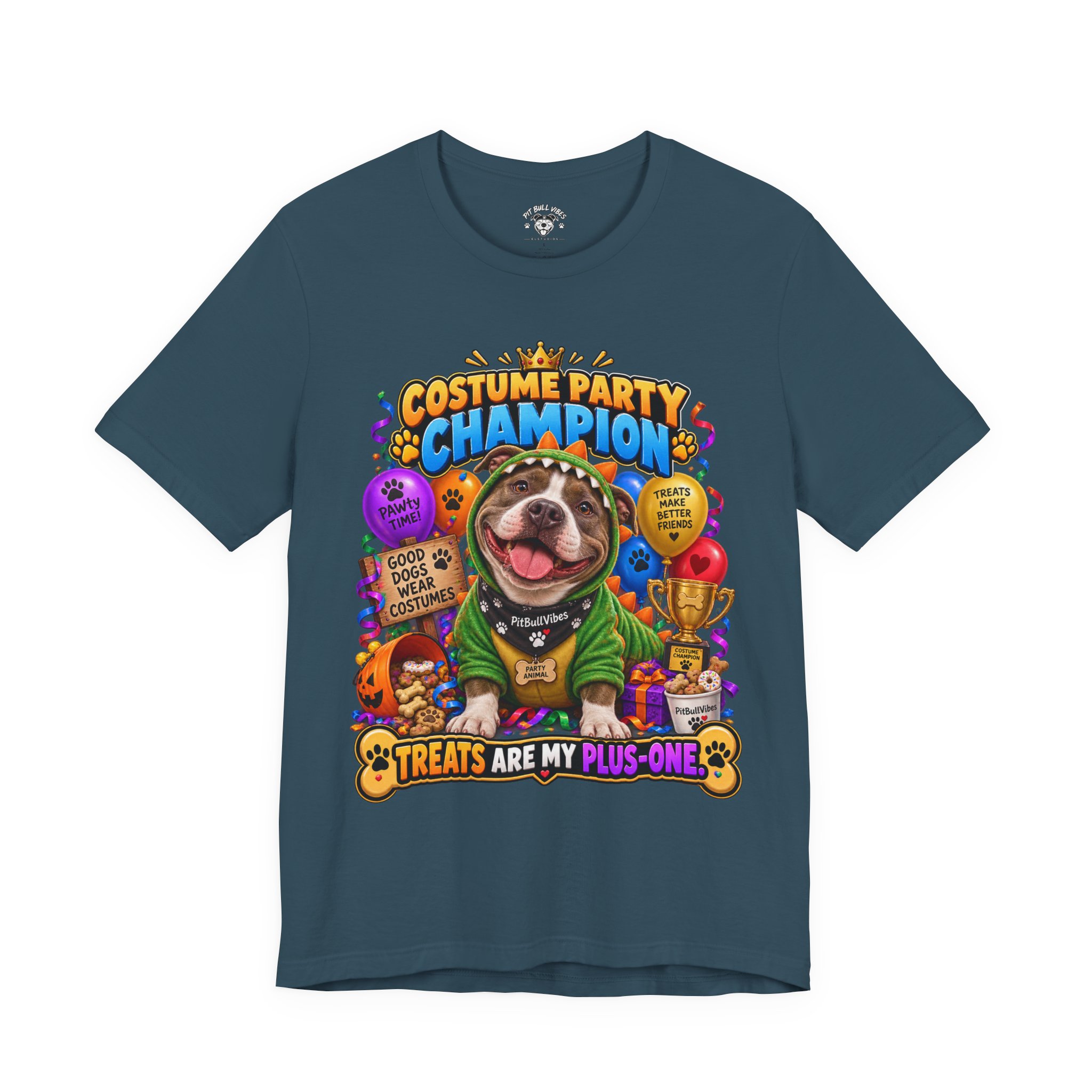 Costume Party Champion Dog T-Shirt — "Treats Are My Plus-One" - Image 2