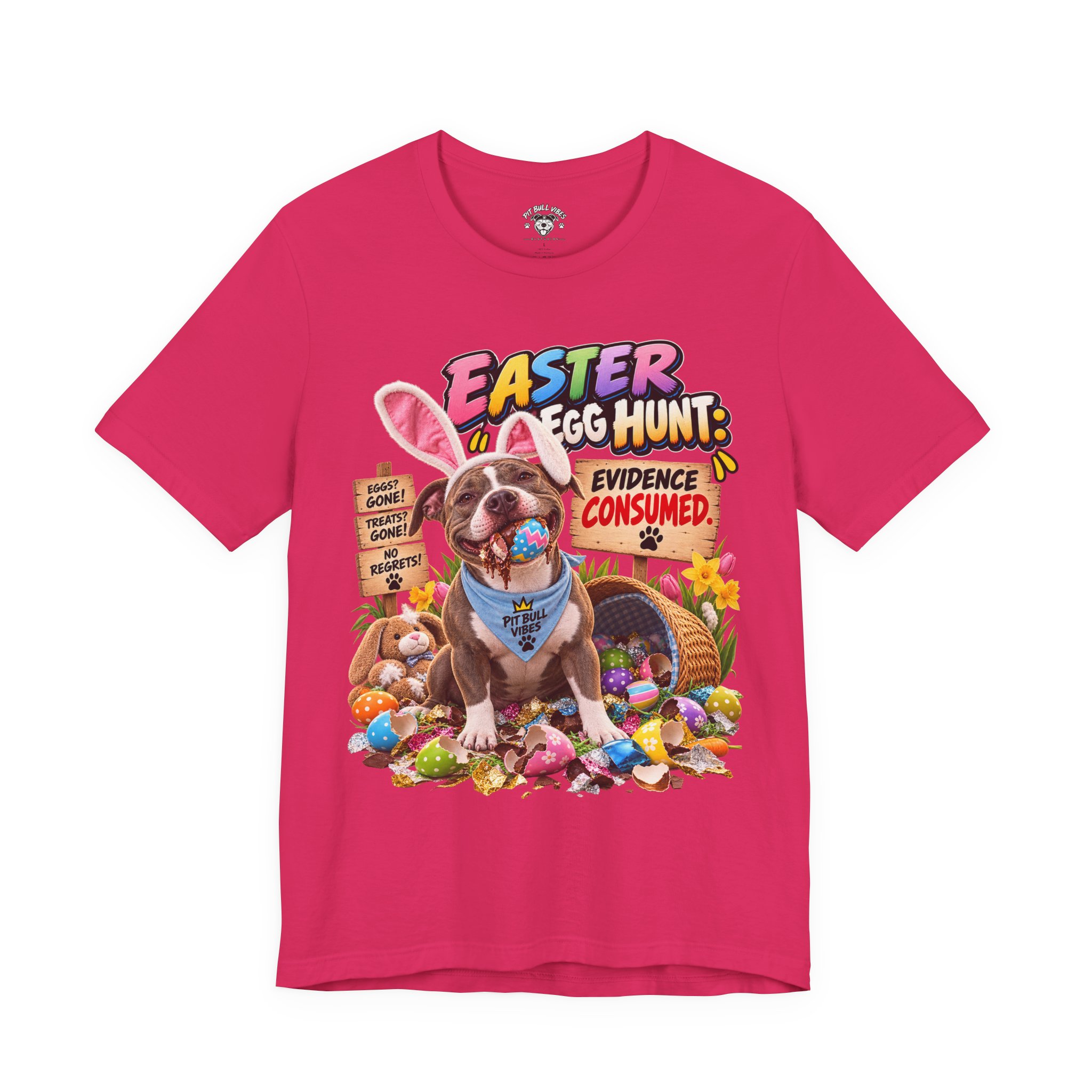 Easter Egg Hunt Dog T-Shirt — “Evidence Consumed” Cute Puppy Easter Tee - Image 2