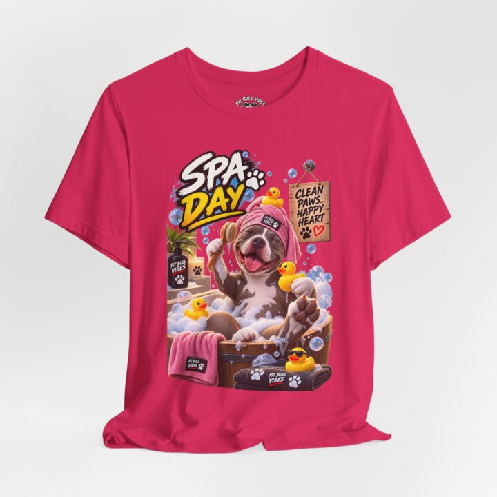 Spa Day Dog T-Shirt — 'Clean Paws, Happy Heart' Cartoon Pet Tee