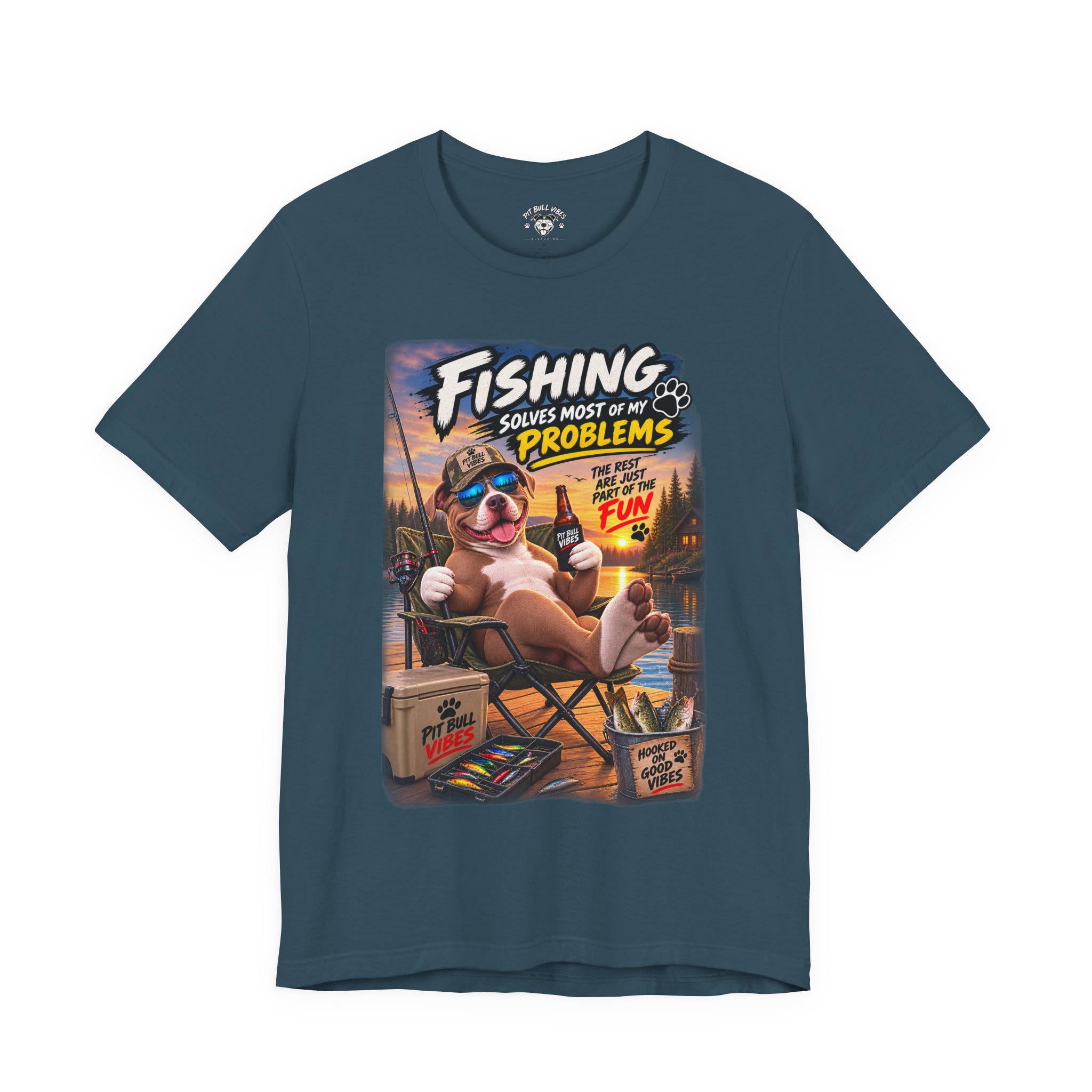 Fishing Solves Most of My Problems T-Shirt — Funny Fishing Graphic Tee - Image 29