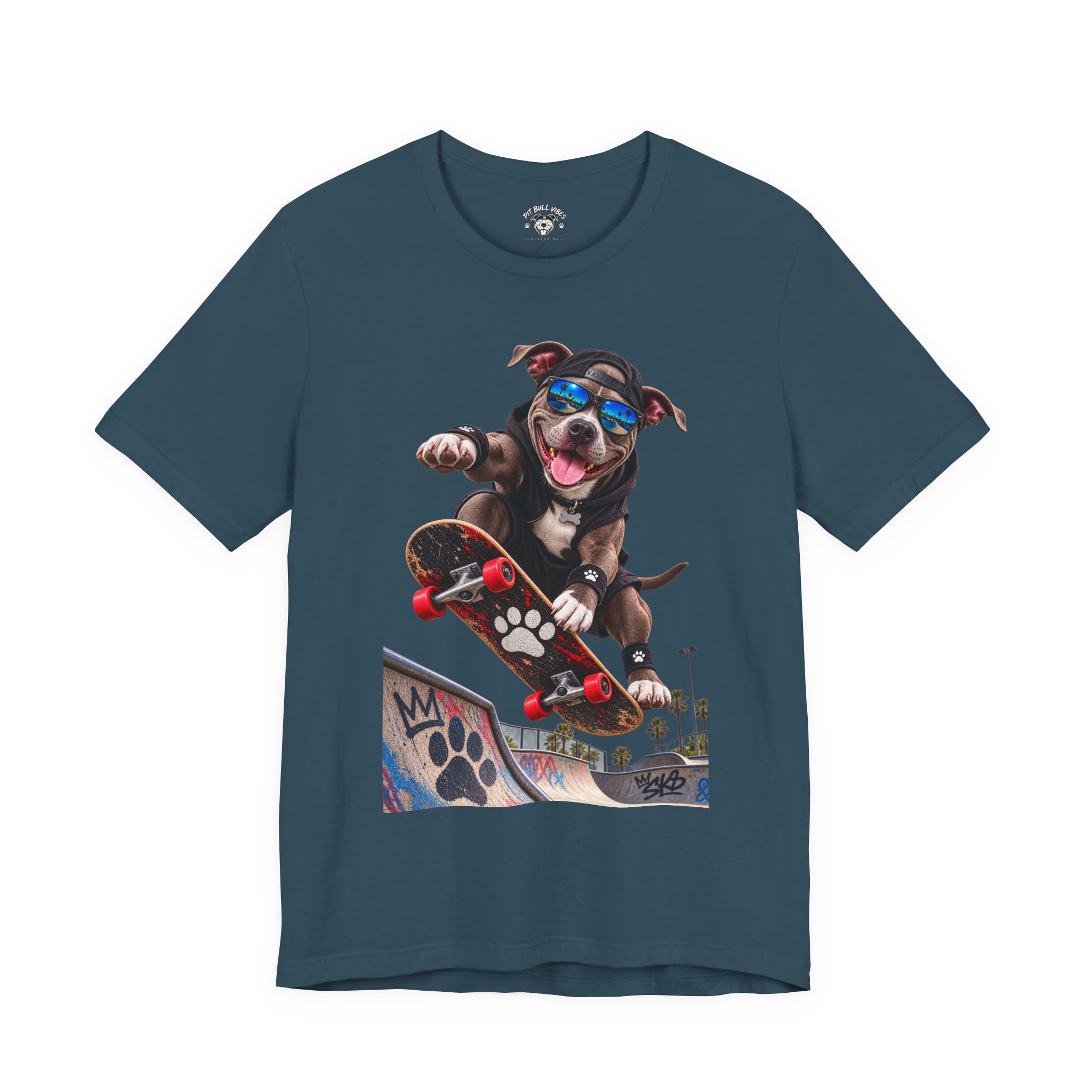 Skateboarding Dog T-Shirt | Skate Pup Graphic Tee, Sunglasses Puppy - Image 19
