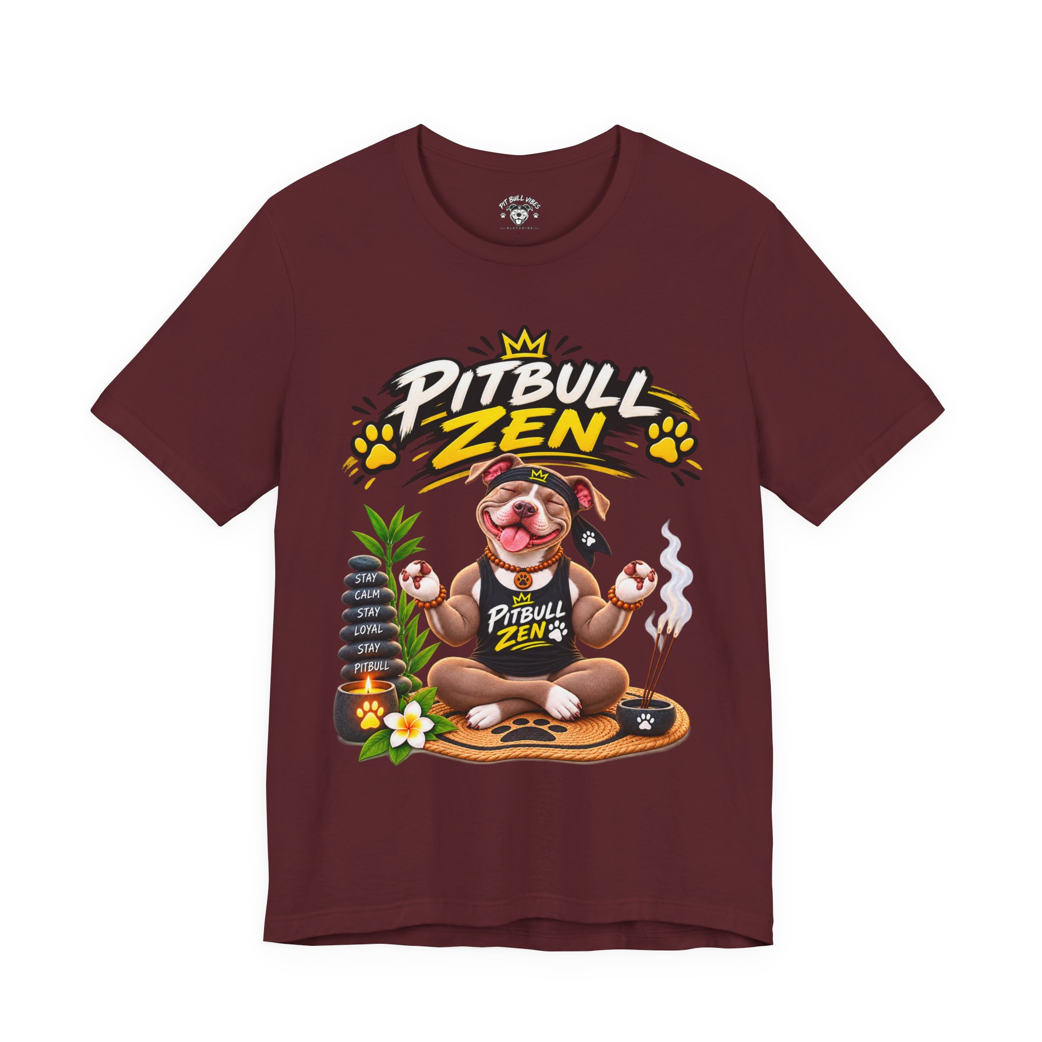 Pitbull Zen T-Shirt - Cute Meditating Pitbull Graphic Tee - Image 25