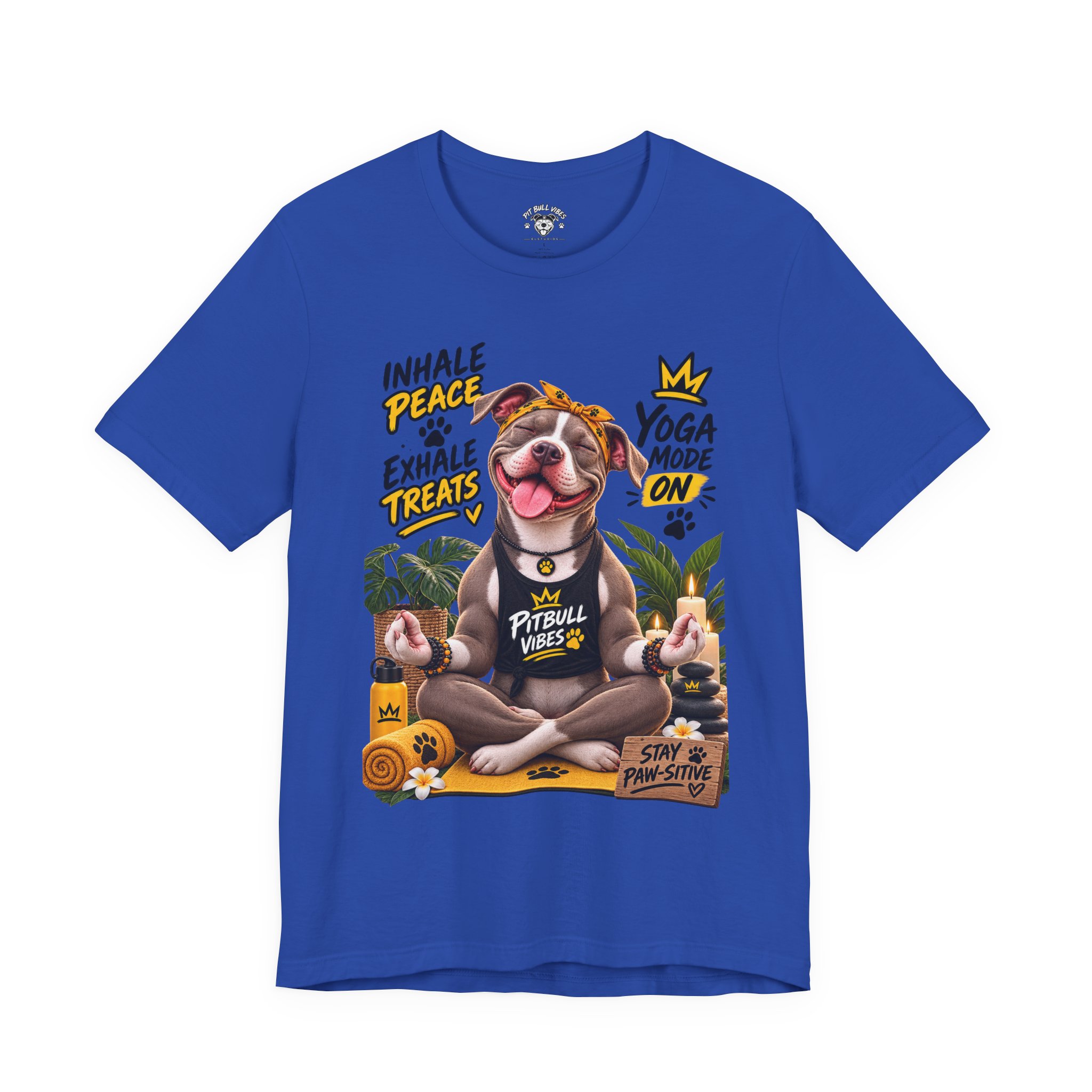 Yoga Mode On Pitbull Vibes T-Shirt — Inhale Peace, Exhale Treats - Image 17
