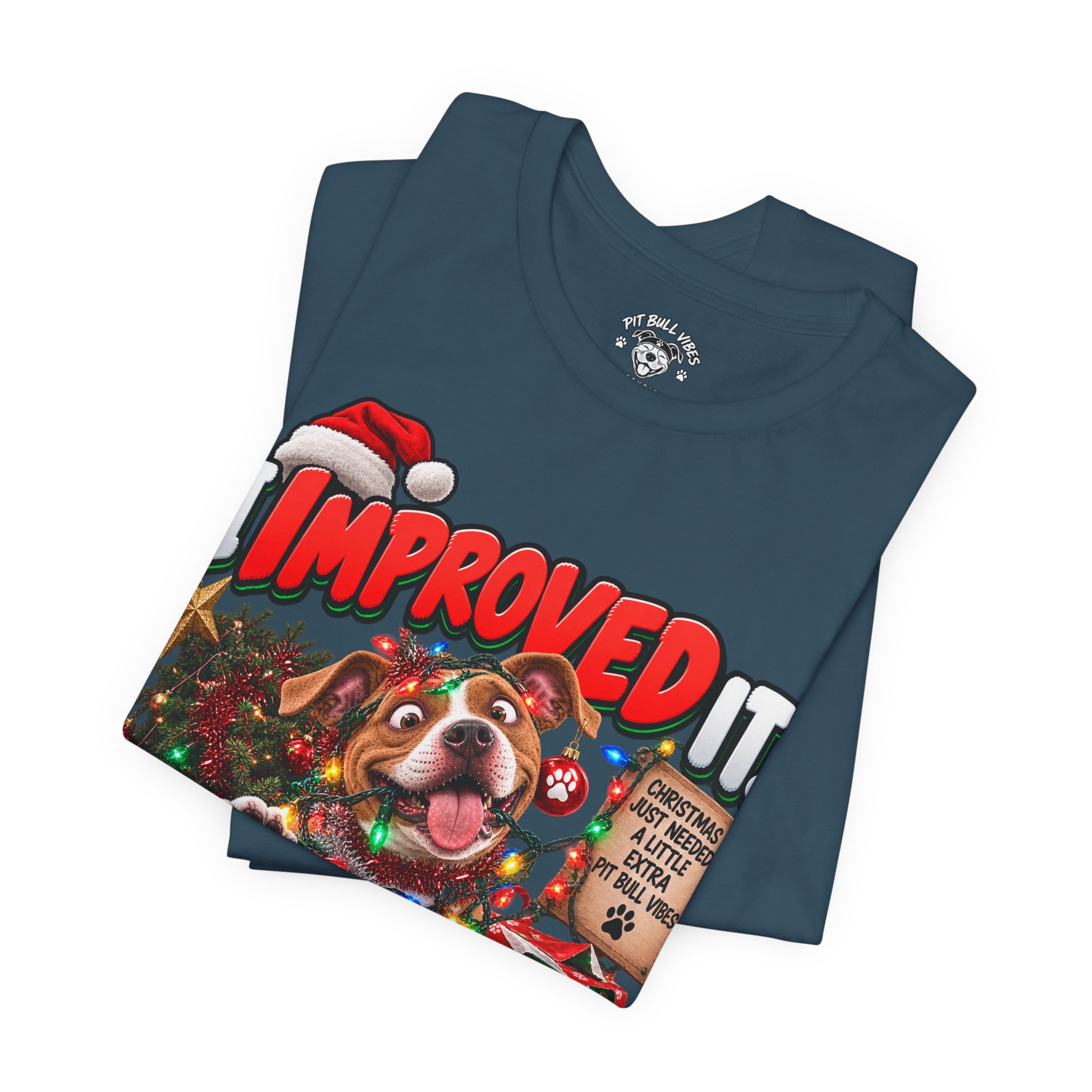 Holiday Dog T‑Shirt “I Improved It” Christmas Puppy Tee - Image 4