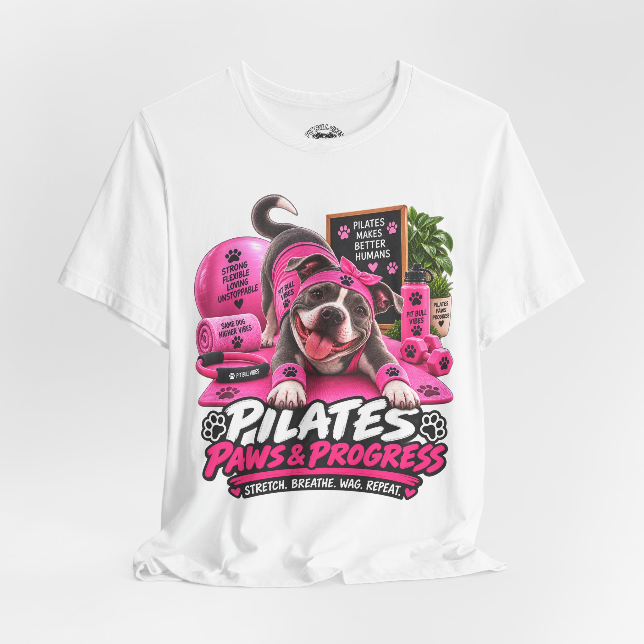 Pilates Paws & Progress T-Shirt — Cute Dog Yoga Pilates Tee (Stretch, Breathe, Wag, Repeat) - Image 8